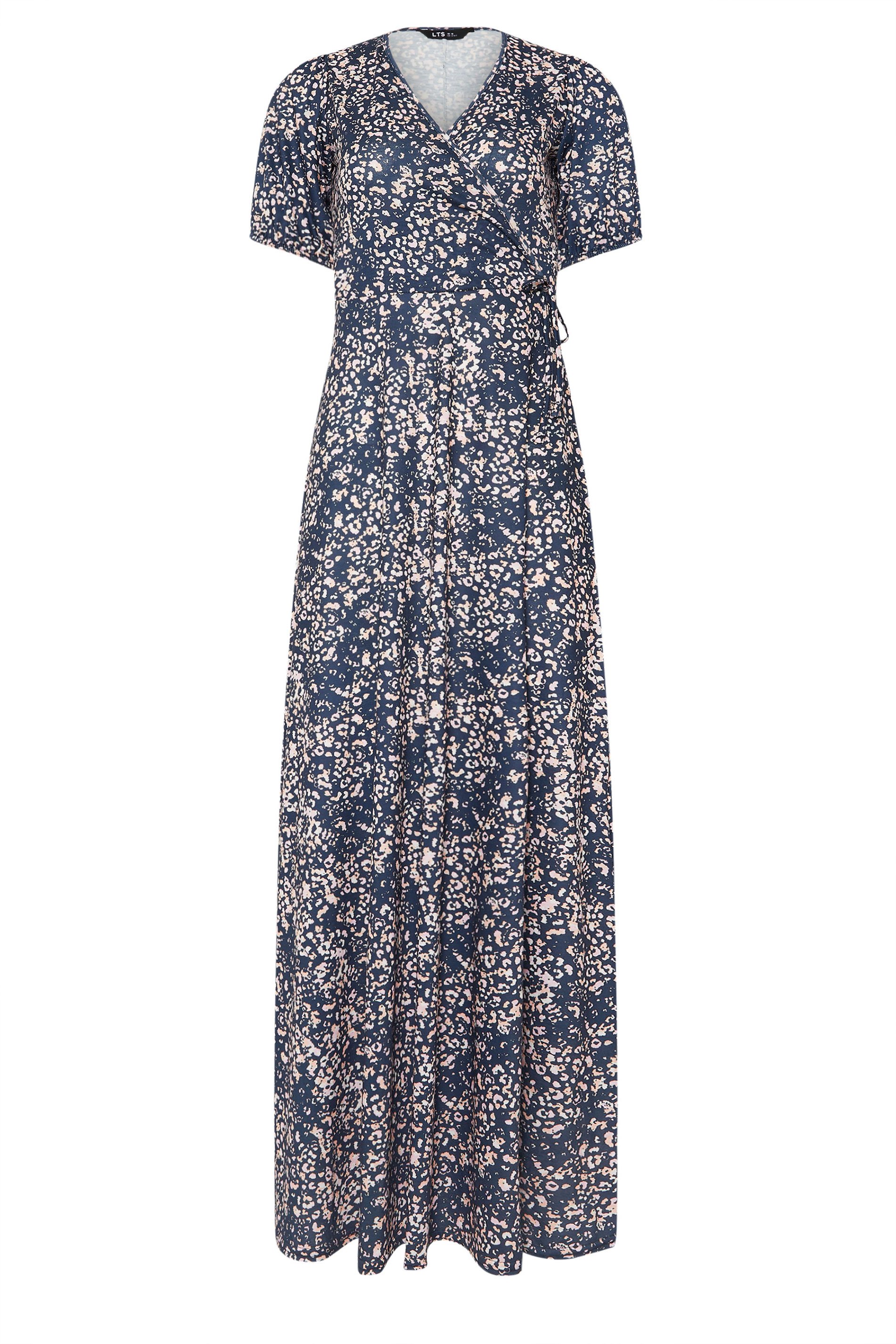 LTS Tall Navy Blue Abstract Wrap Maxi Dress | Long Tall Sally 6