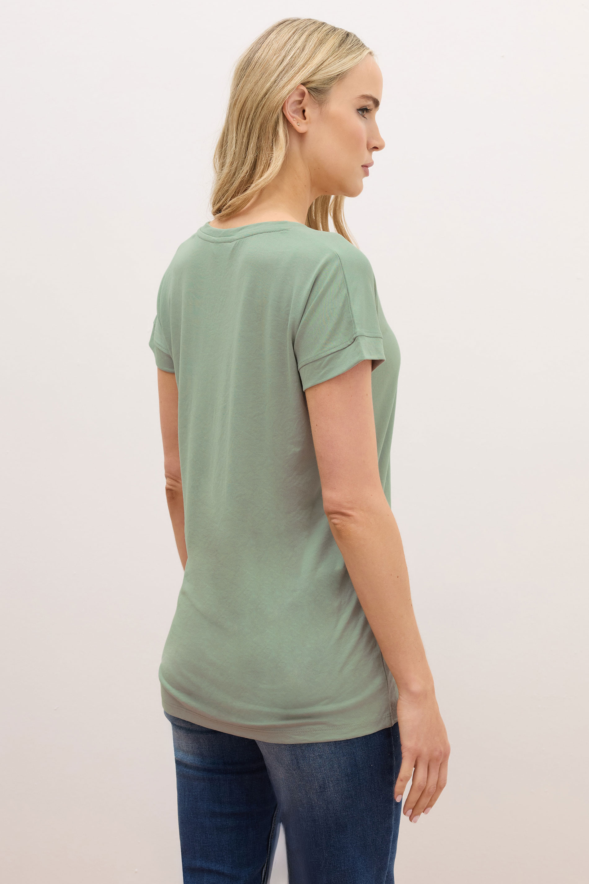 LTS PREMIUM Tall 2 PACK Sage Green & Grey V-Neck Modal T-Shirts | Long Tall Sally 4