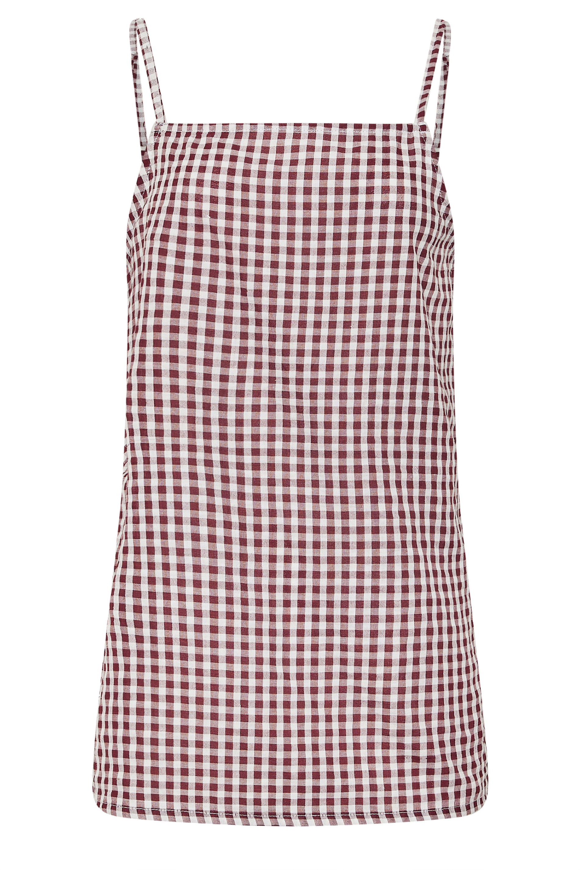 LTS Tall Women's Burgundy Red Gingham Cotton Vest Top | Long Tall Sally 6