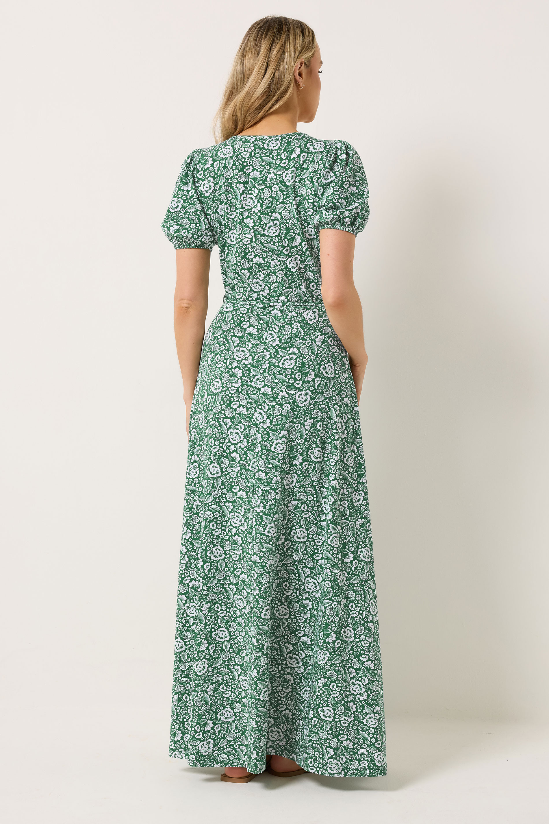 LTS Tall Women's Green Floral Cotton Wrap Maxi Dress | Long Tall Sally 4