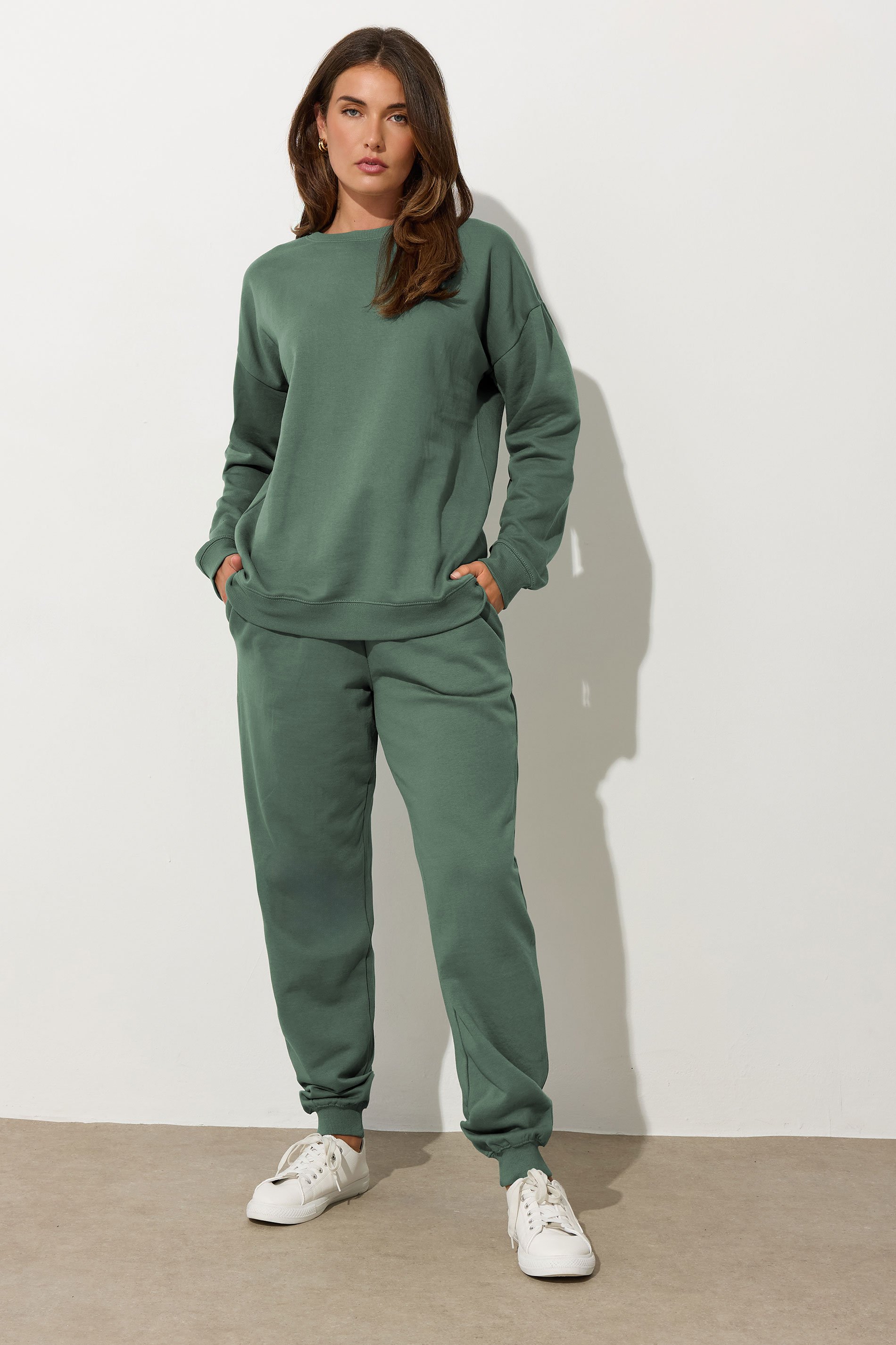 LTS Tall Khaki Green Crew Neck Sweatshirt | Long Tall Sally 2