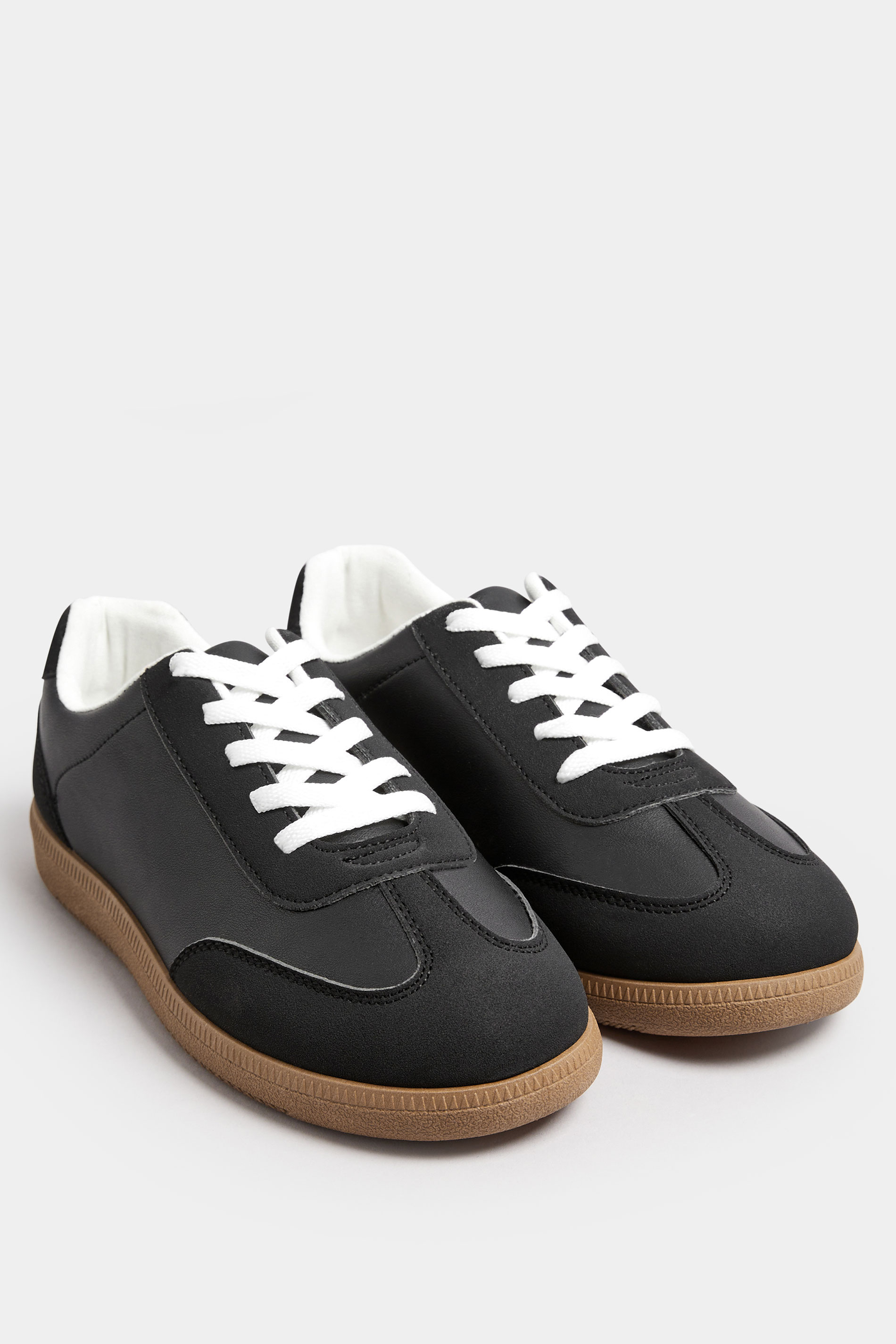 Black Retro Gum Sole Trainers In Extra Wide EEE Fit | Yours Clothing 2