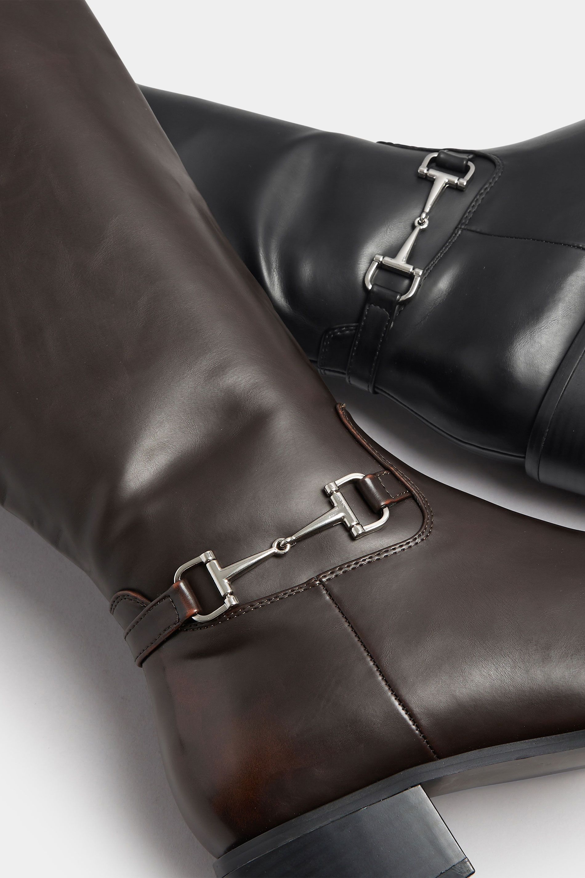 LTS Brown Metal Trim Knee High Riding Boots | Long Tall Sally 7