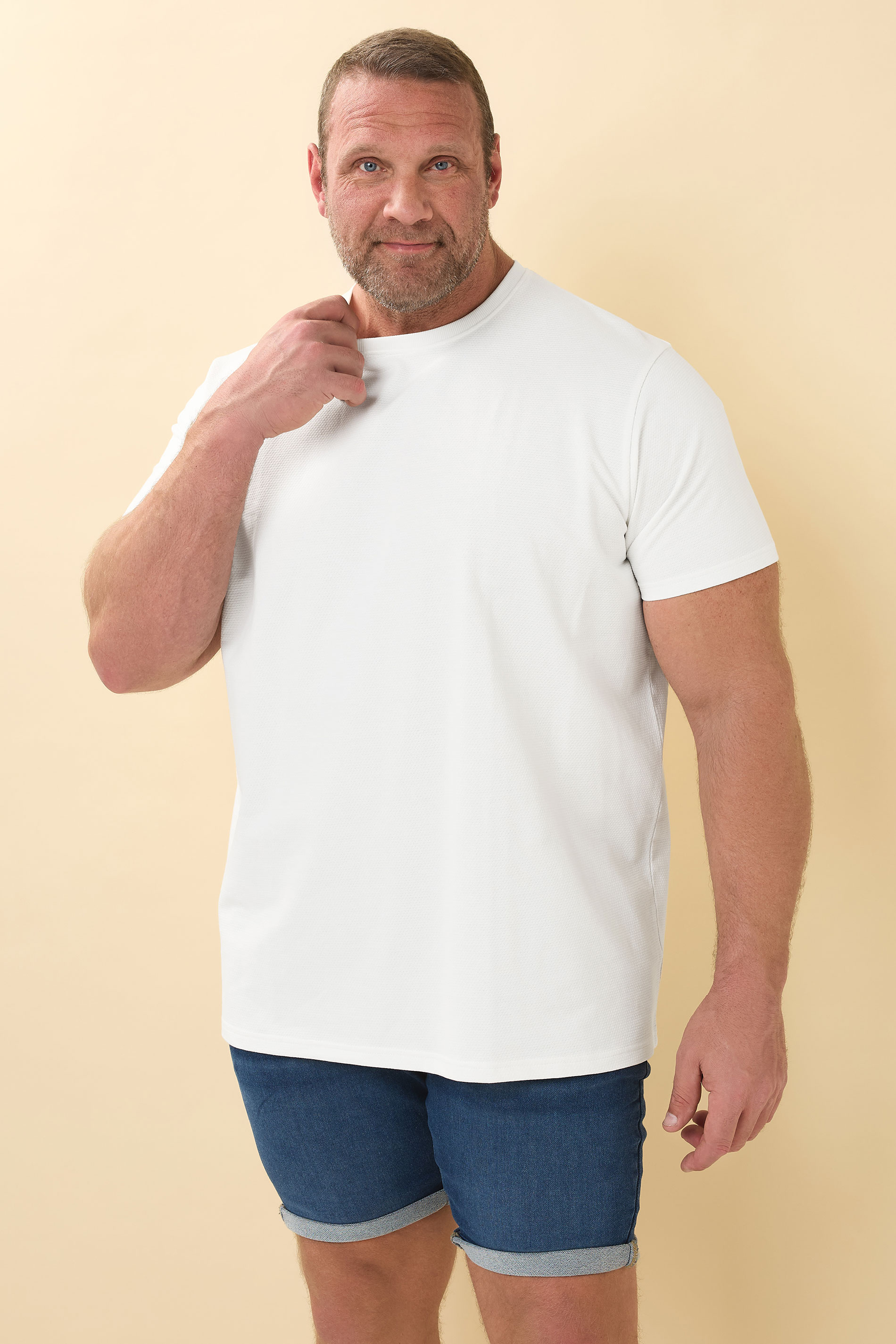 BadRhino Big & Tall White Textured T-Shirt | BadRhino 1
