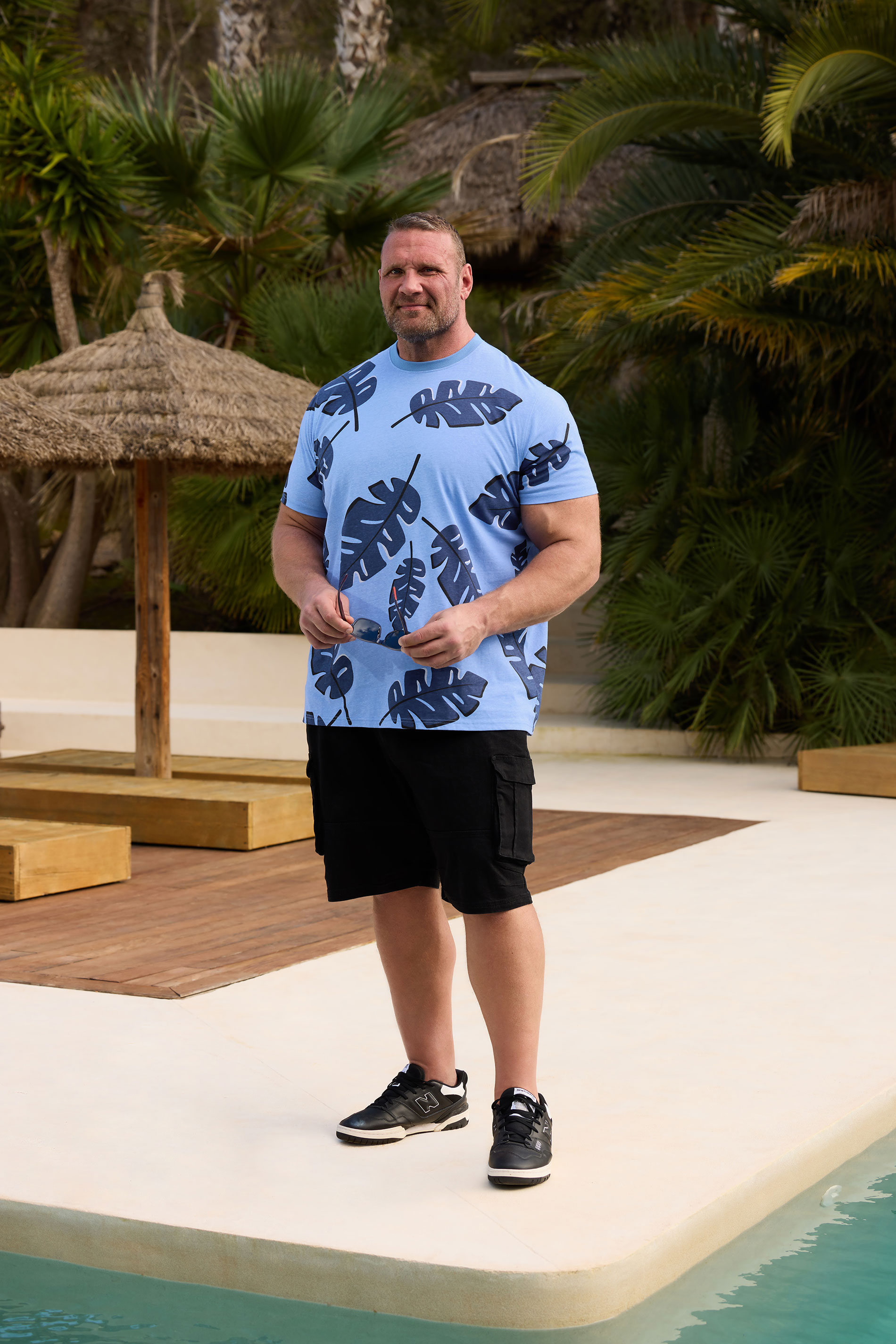 BadRhino Big & Tall Blue Palm Print Short Sleeve T-Shirt | BadRhino 1