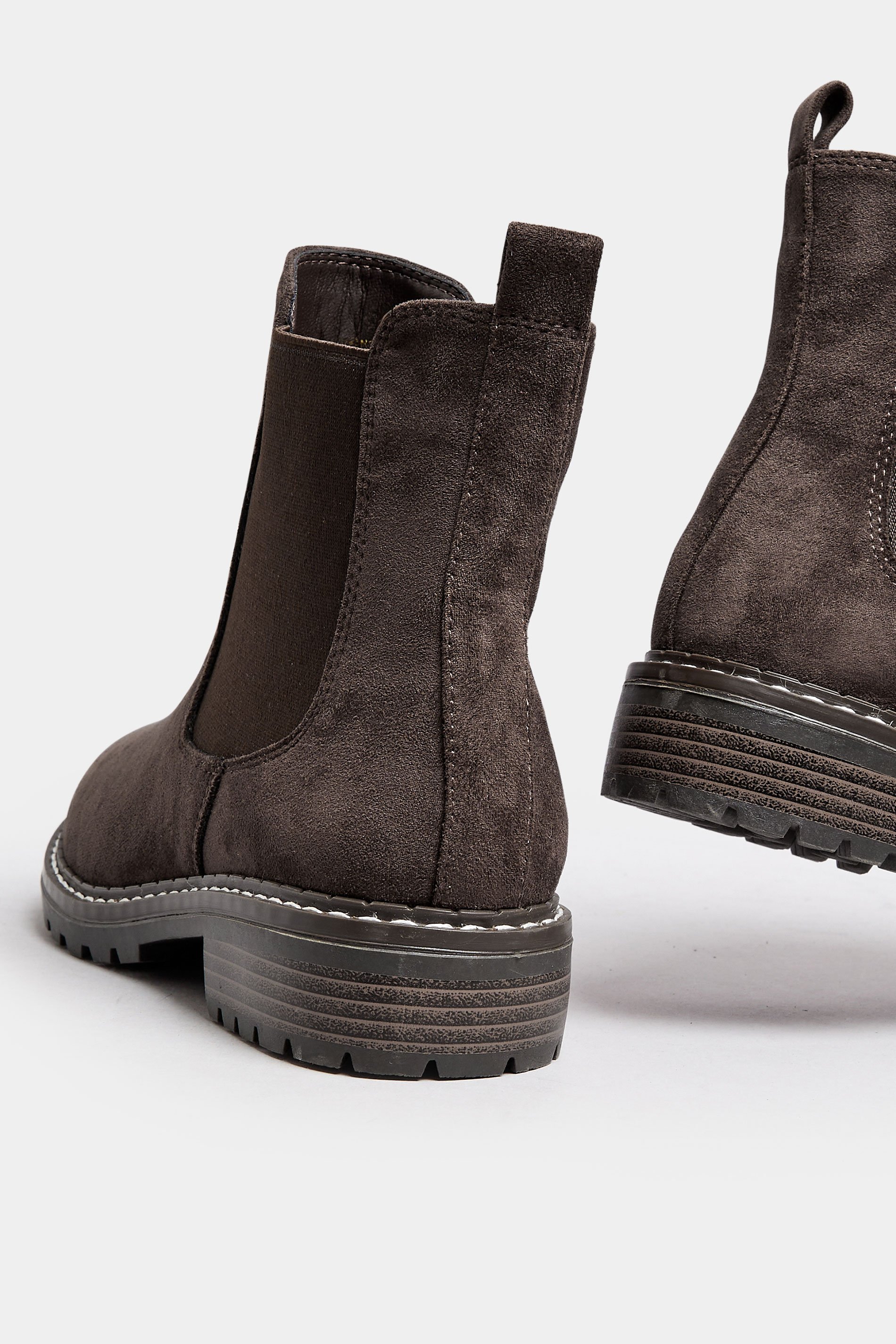 Brown Faux Suede Chelsea Boots In Wide E & Extra Wide EEE Fit | Yours Clothing 4