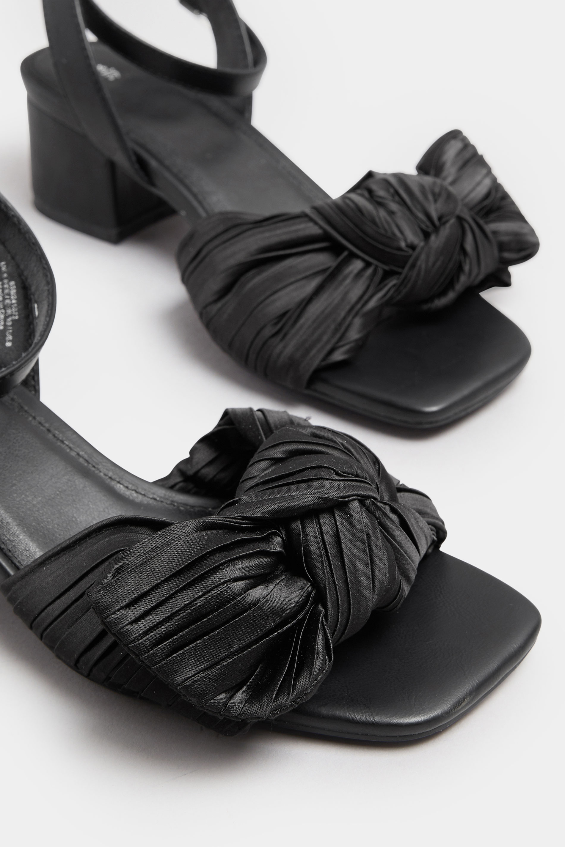 Gold Bow Mid Block Heel Sandals In Extra Wide EEE Fit | Yours Clothing 6