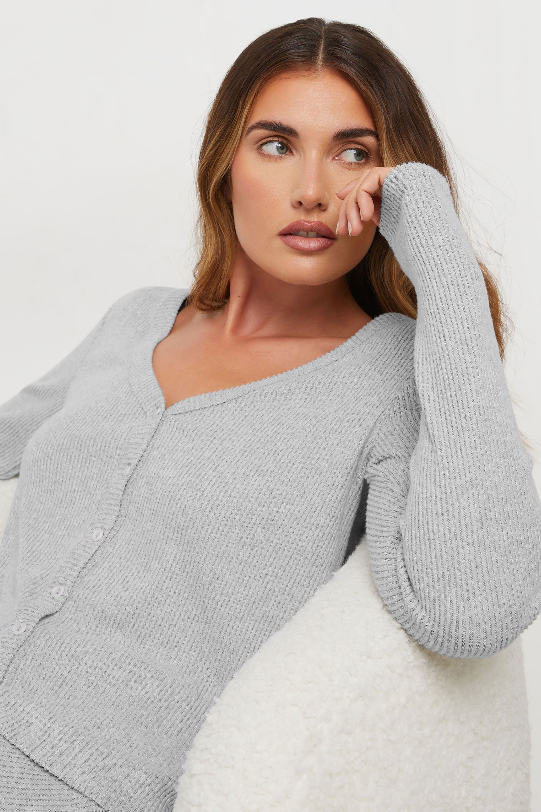 LTS Tall Grey Soft Touch Ribbed Cardigan | Long Tall Sally 3