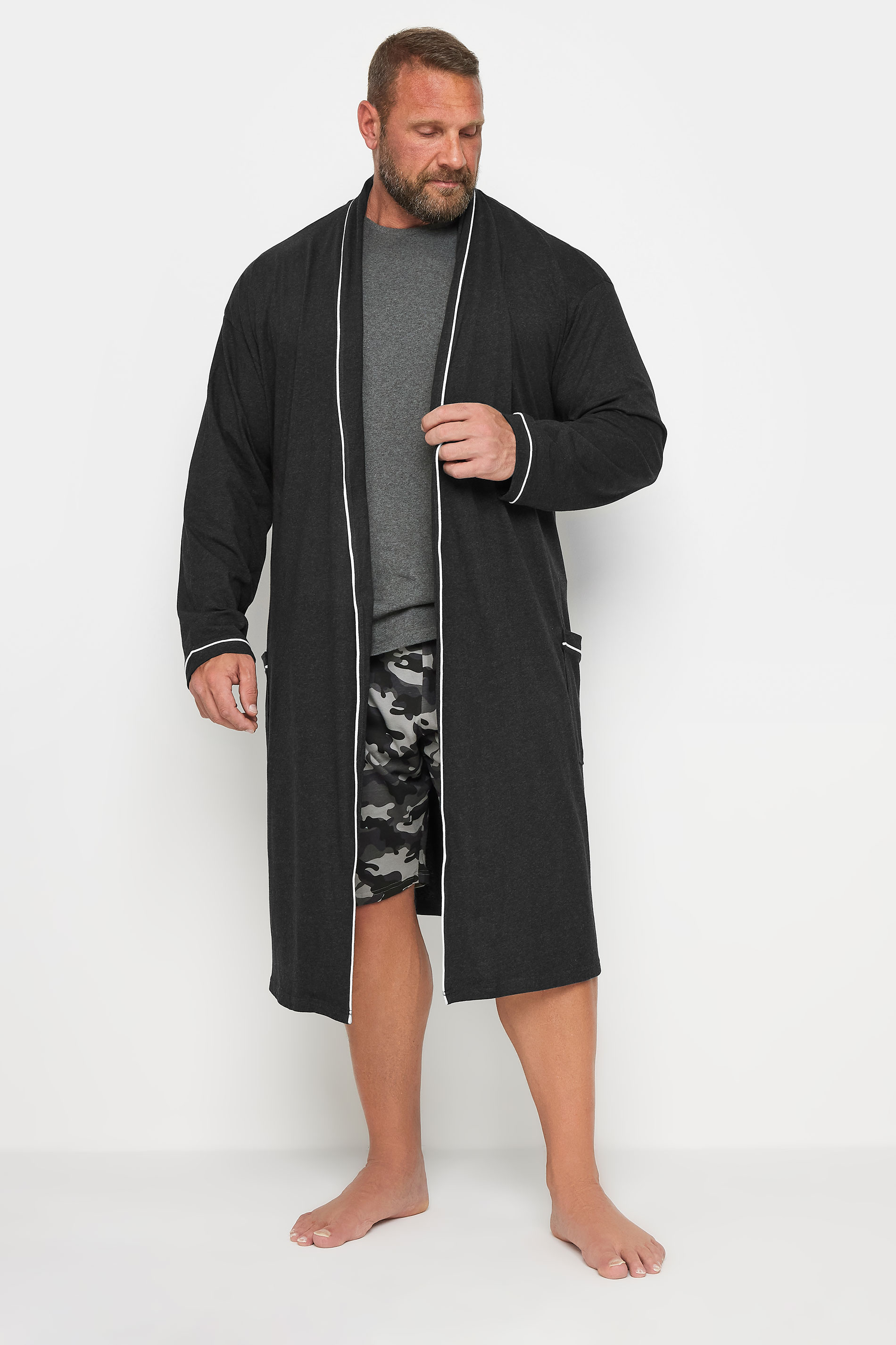 BadRhino Big & Tall Dark Grey Jersey Robe | BadRhino 2