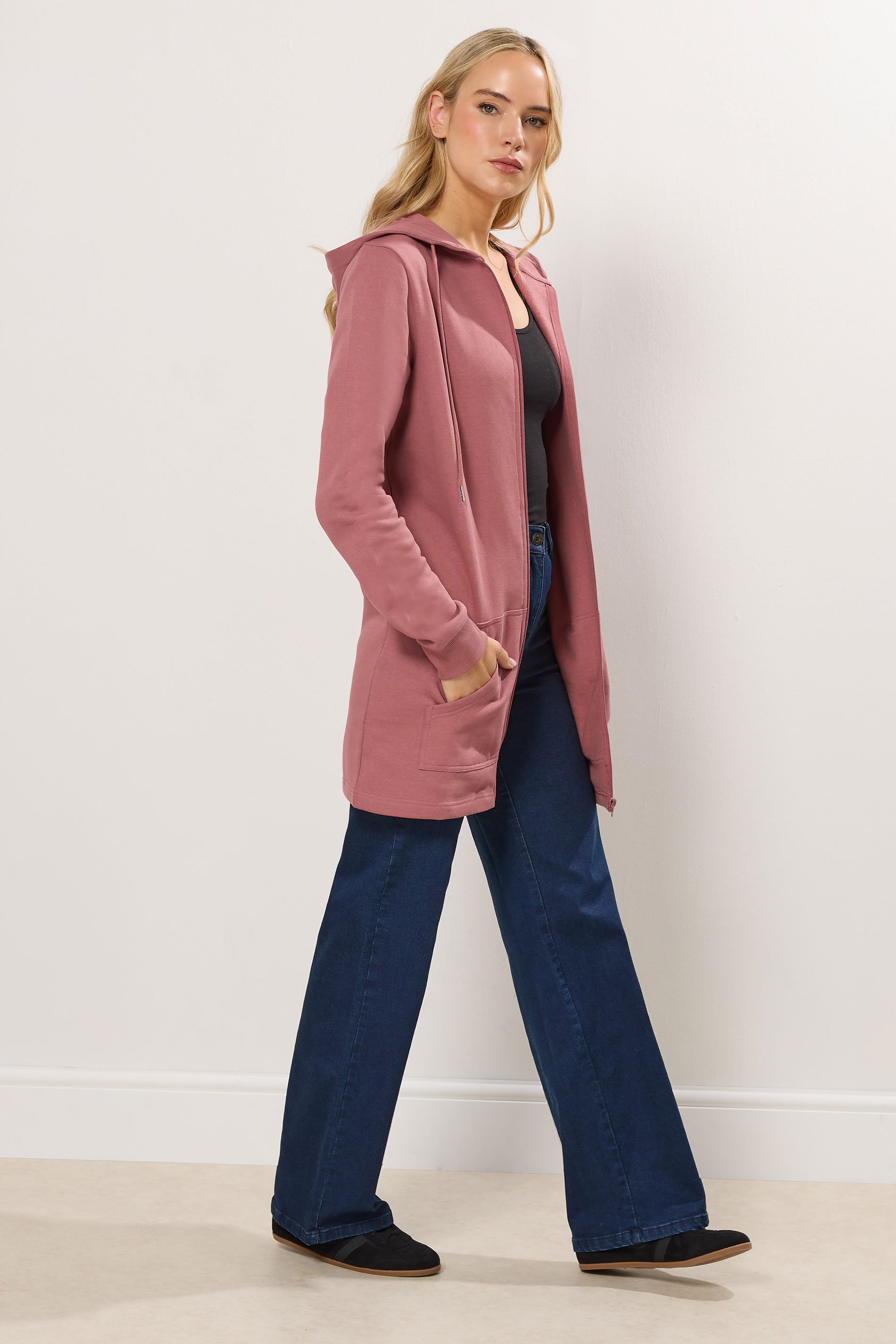 LTS Tall Women's Pink Cotton Longline Hoodie | Long Tall Sally 2