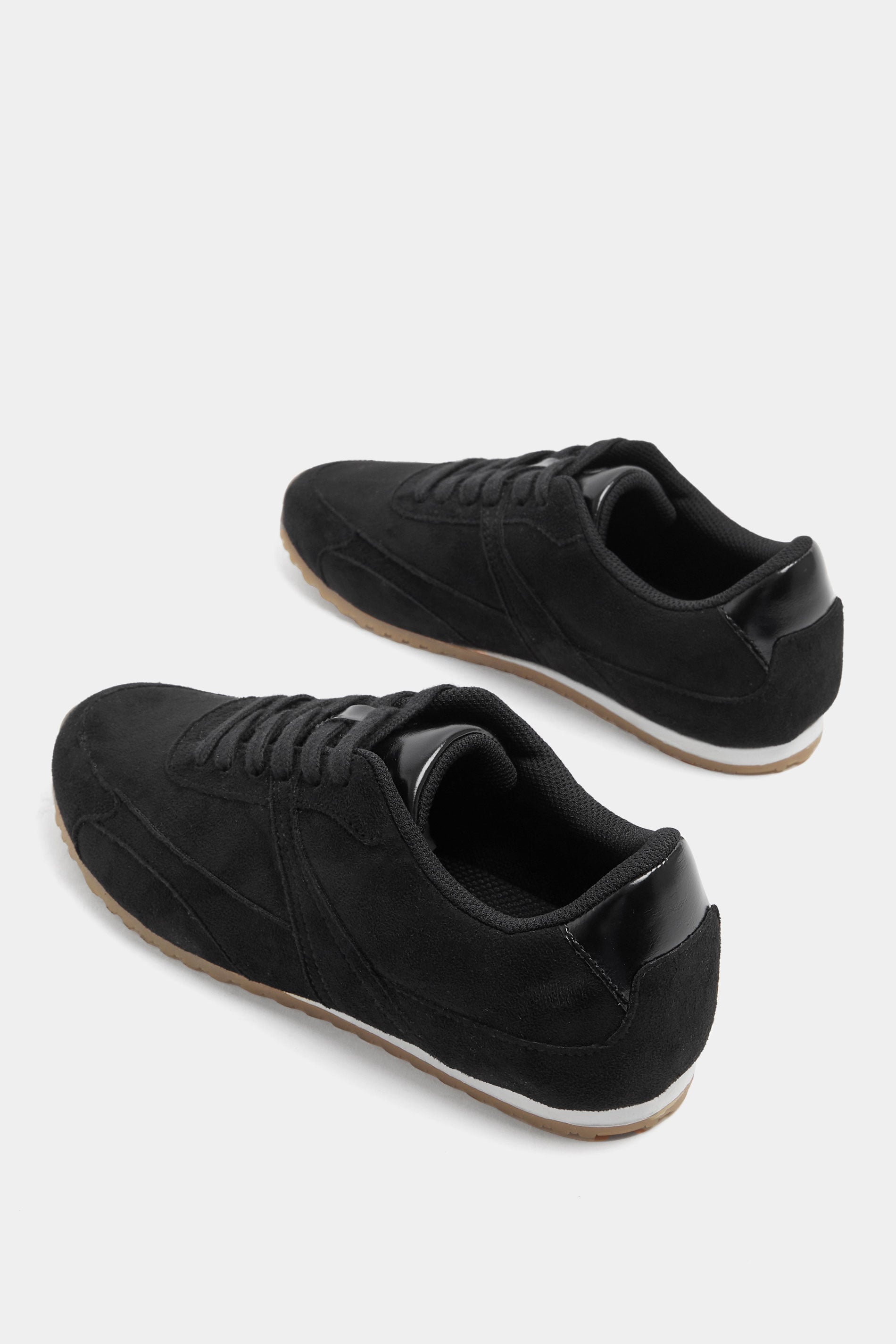 Black Slim Sole Trainers In Wide E Fit | Yours Clothing 4