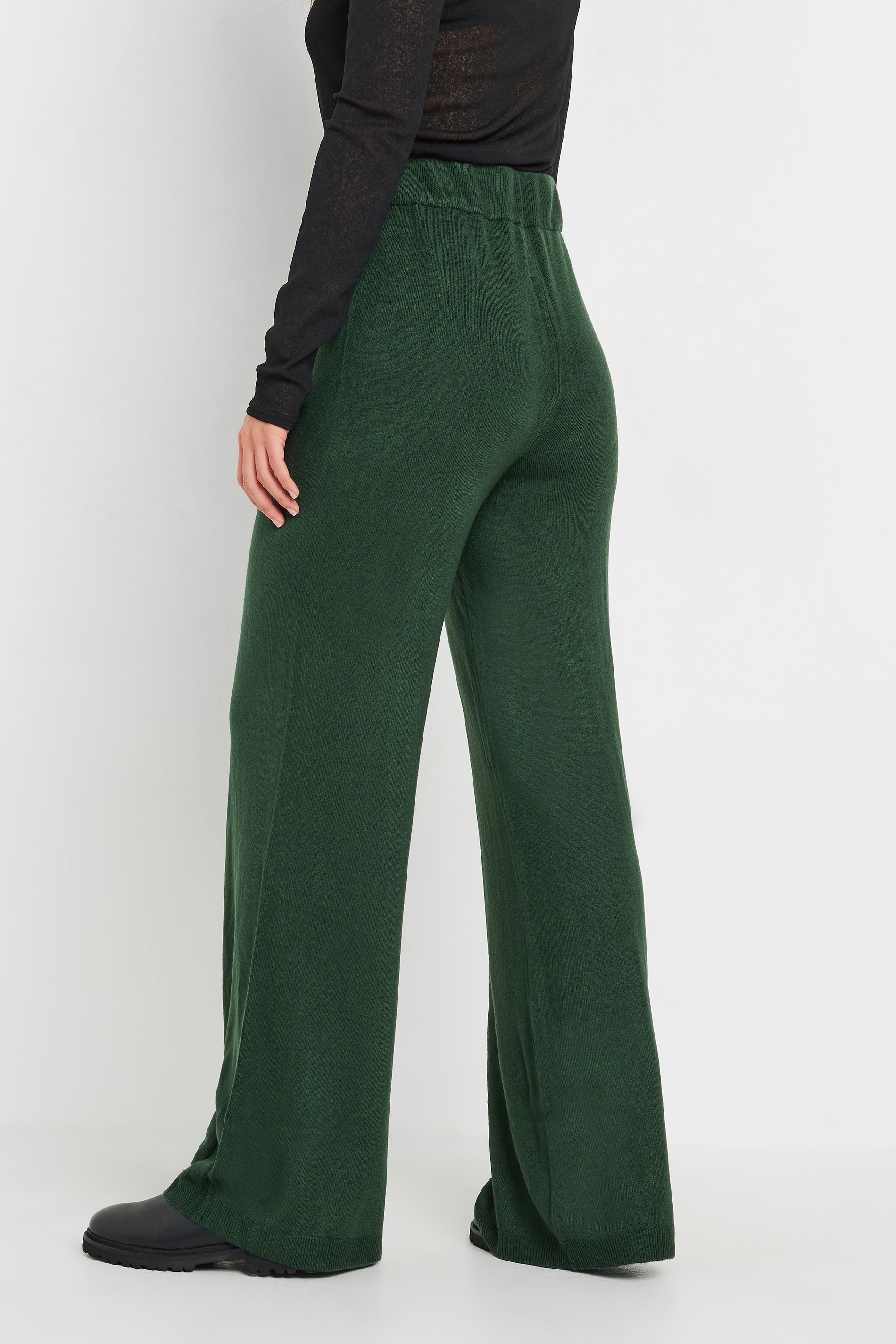 LTS Tall Green Knitted Wide Leg Trousers | Long Tall Sally 4