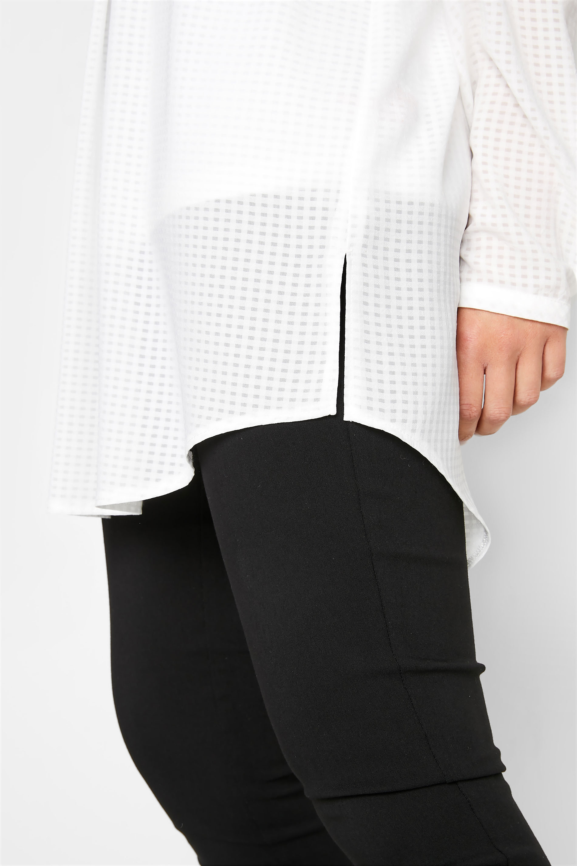 LTS Tall Women's Ivory White Gingham Overhead Shirt | Long Tall Sally  4