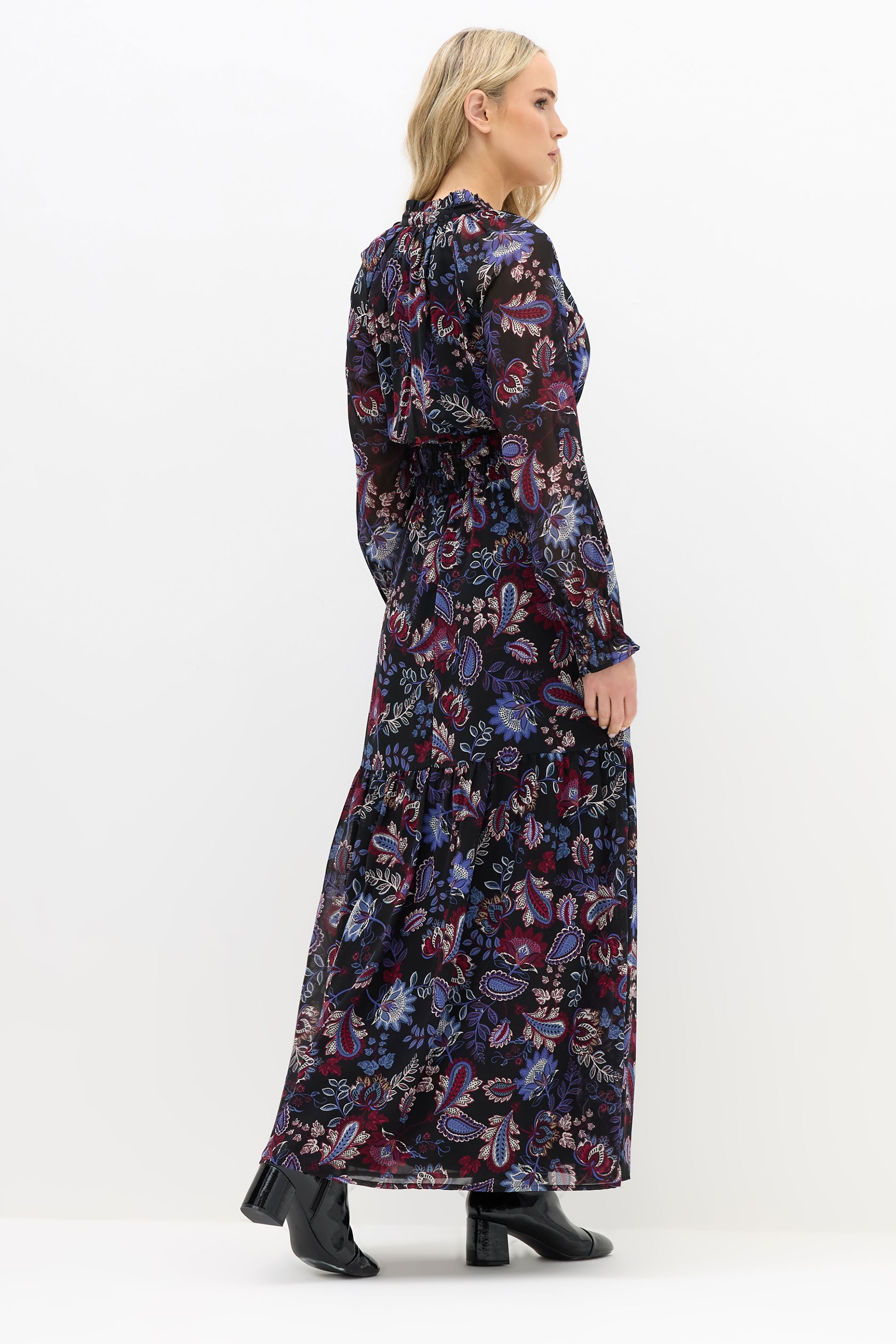 LTS Tall Black Paisley Chiffon Maxi Dress | Long Tall Sally 3