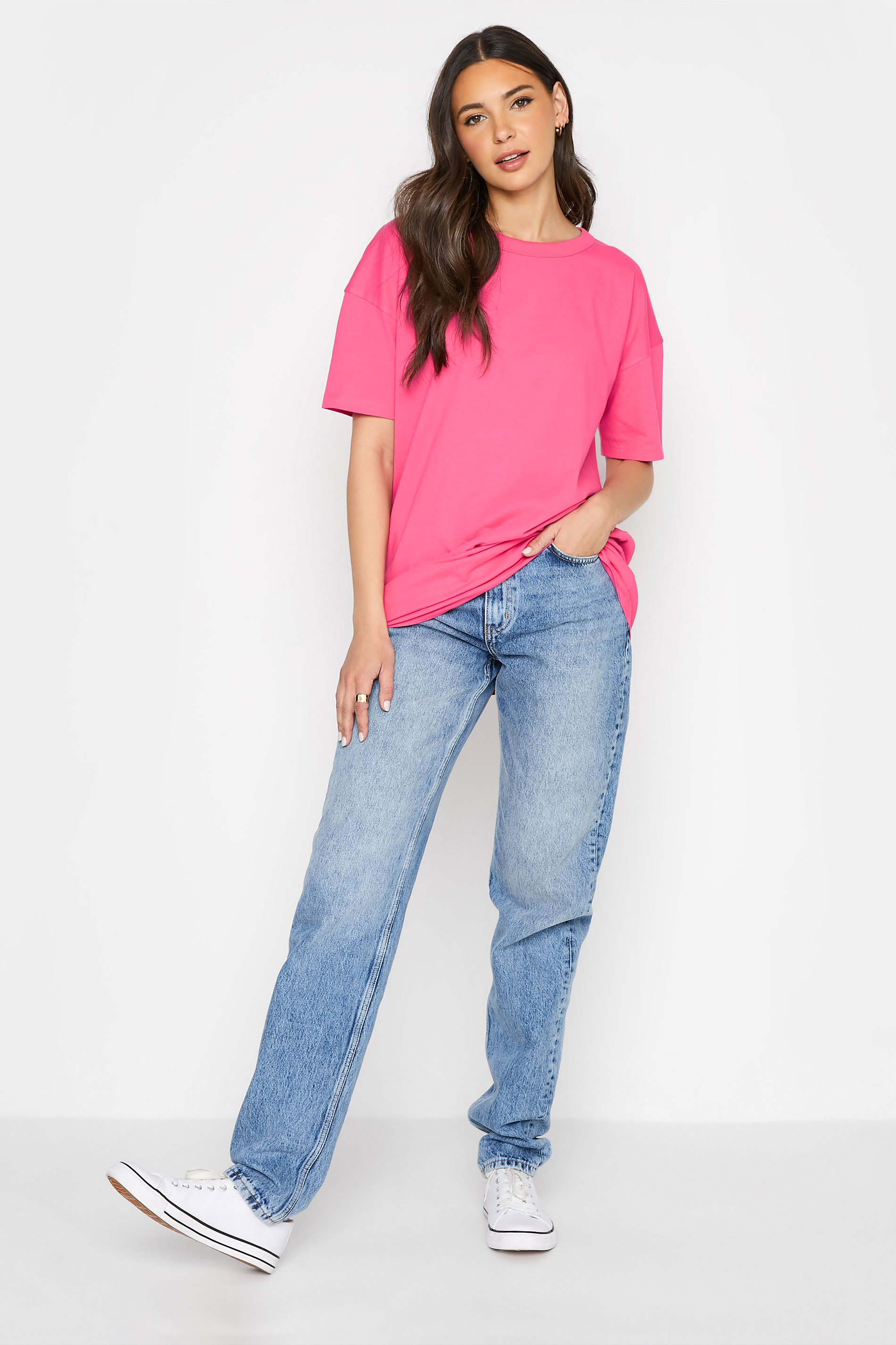 LTS Tall Women's Bright Pink Oversized Tunic T-Shirt | Long Tall Sally 2