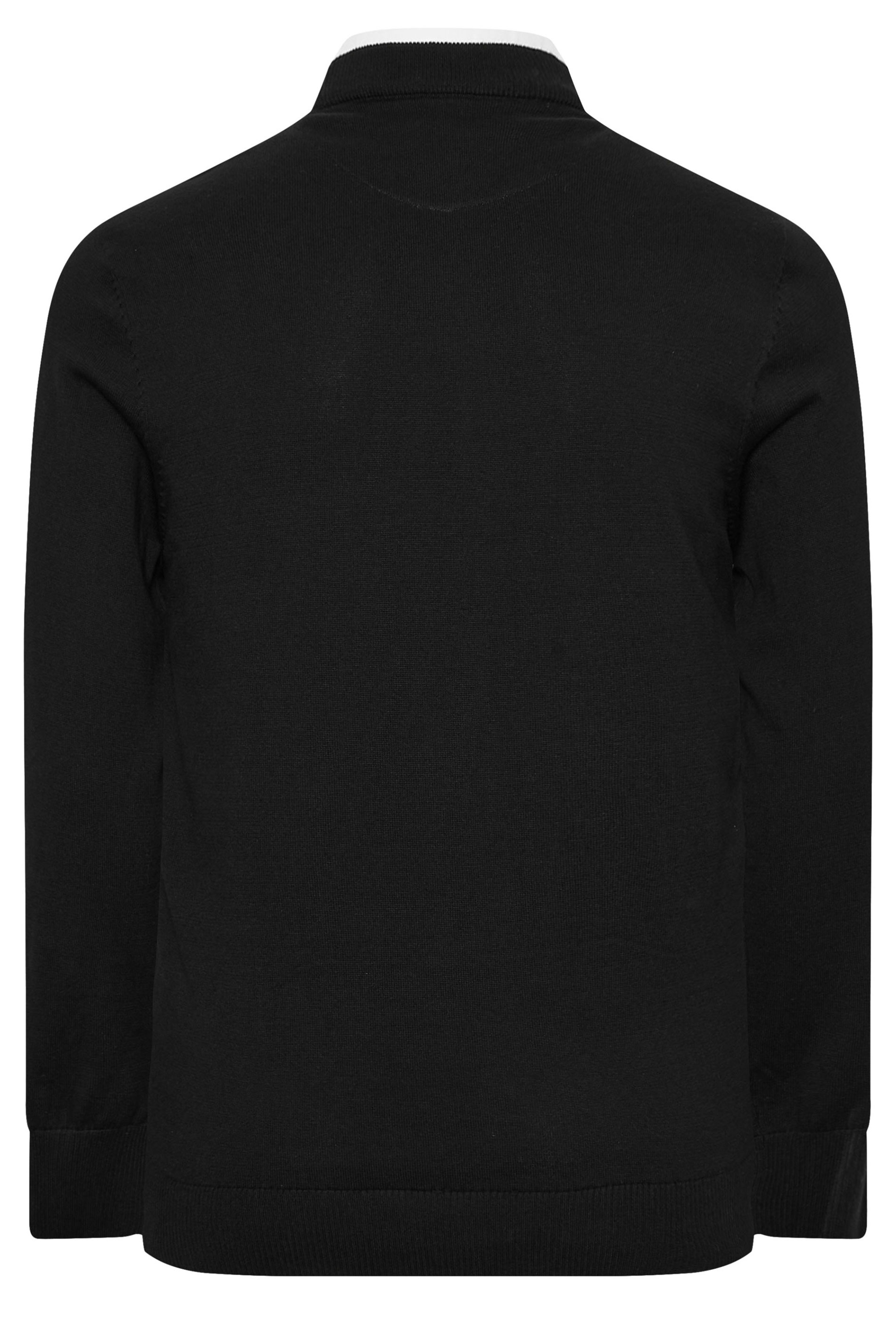 BadRhino Big & Tall Black Cable Knit Mock Shirt Jumper | BadRhino 4
