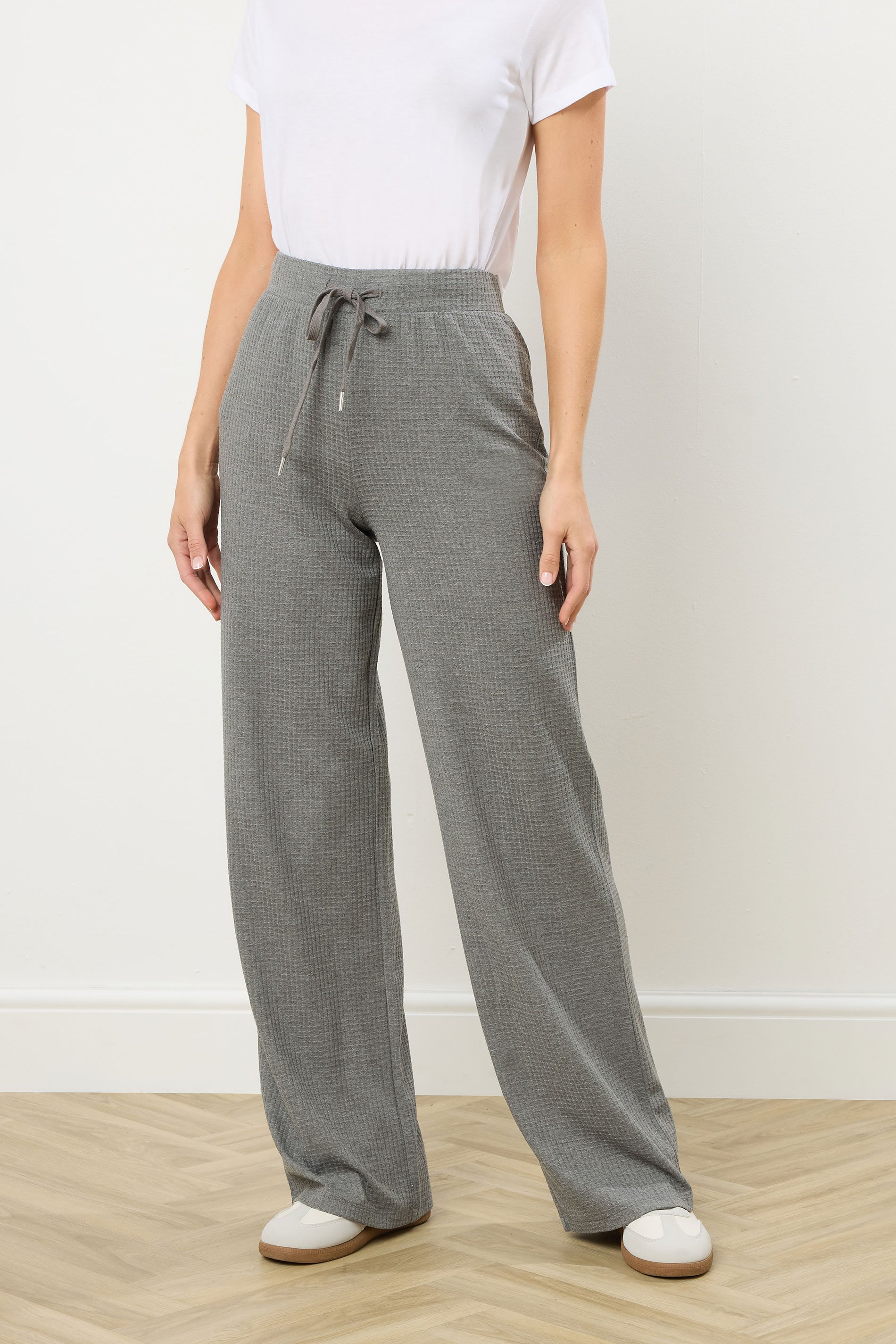 LTS Tall Charcoal Grey Waffle Lounge Trousers | Long Tall Sally 1
