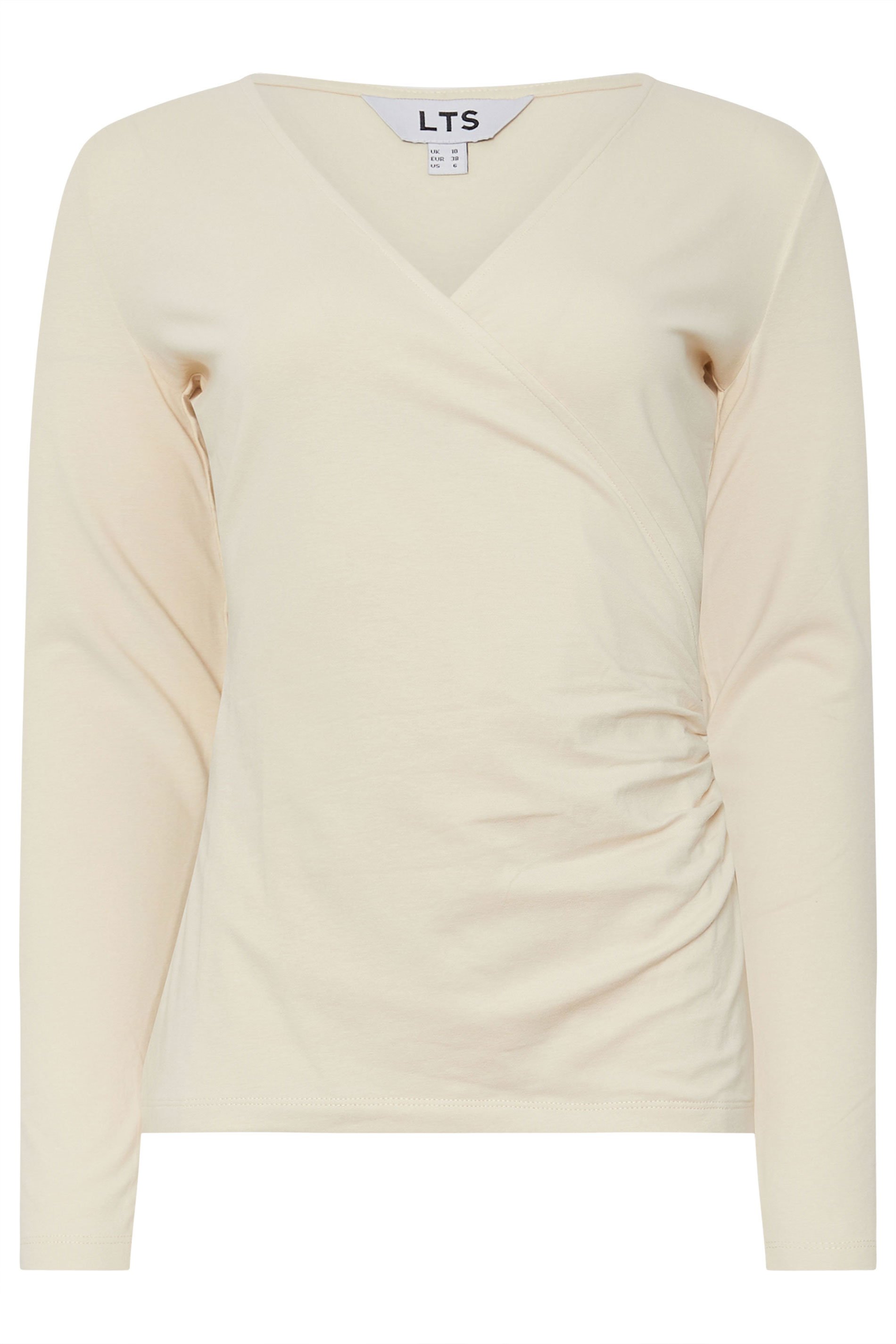LTS Tall Cream Long Sleeve Wrap Top | Long Tall Sally 5