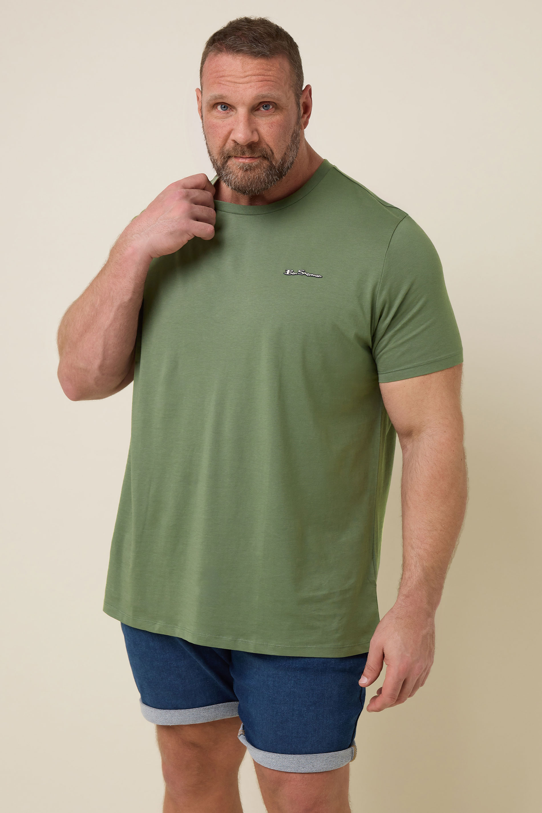 Ben Sherman Big & Tall Kahki Green Signature T-Shirt | BadRhino 1