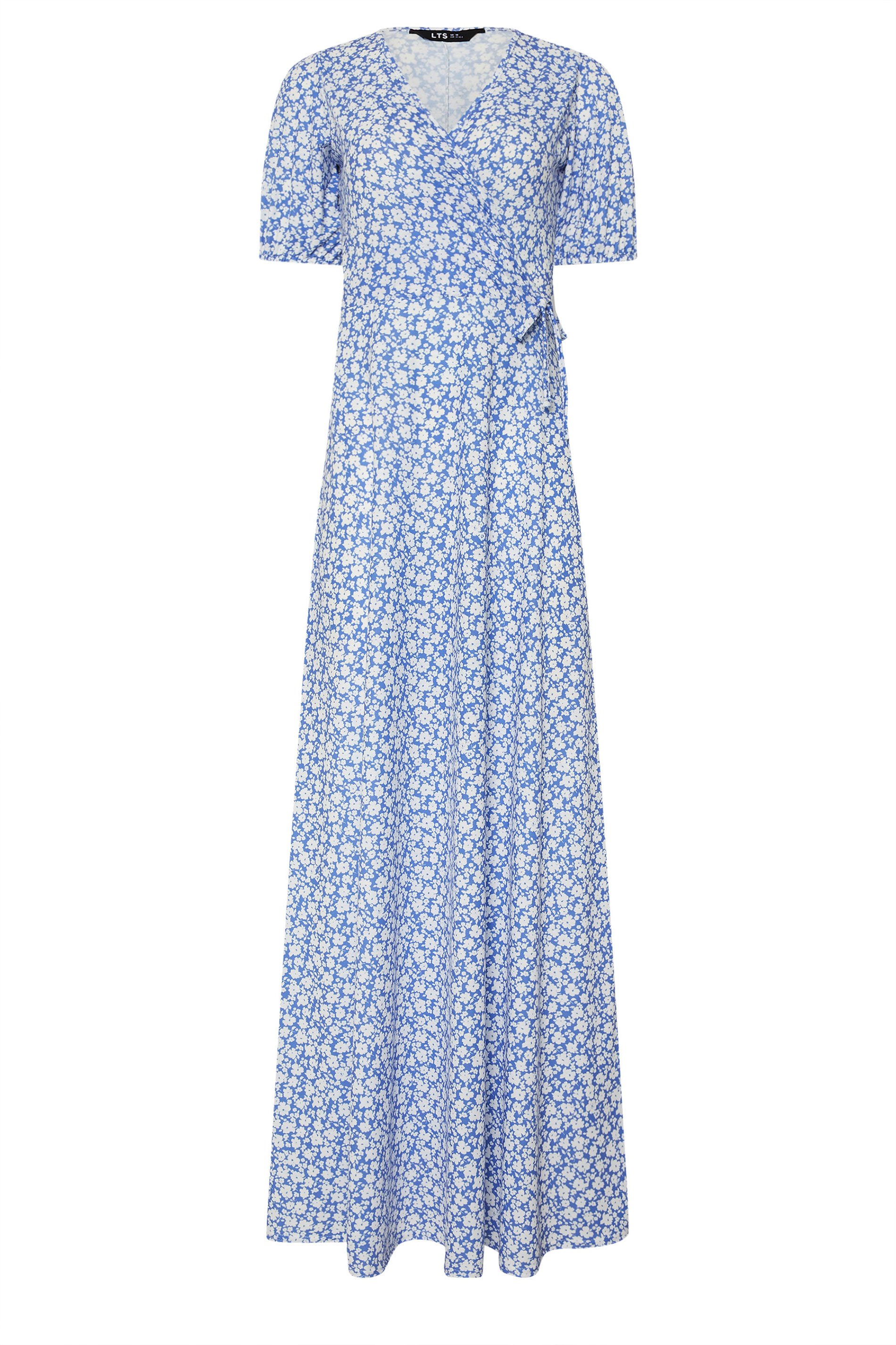 LTS Tall Blue Ditsy Floral Print Wrap Maxi Dress | Long Tall Sally 5
