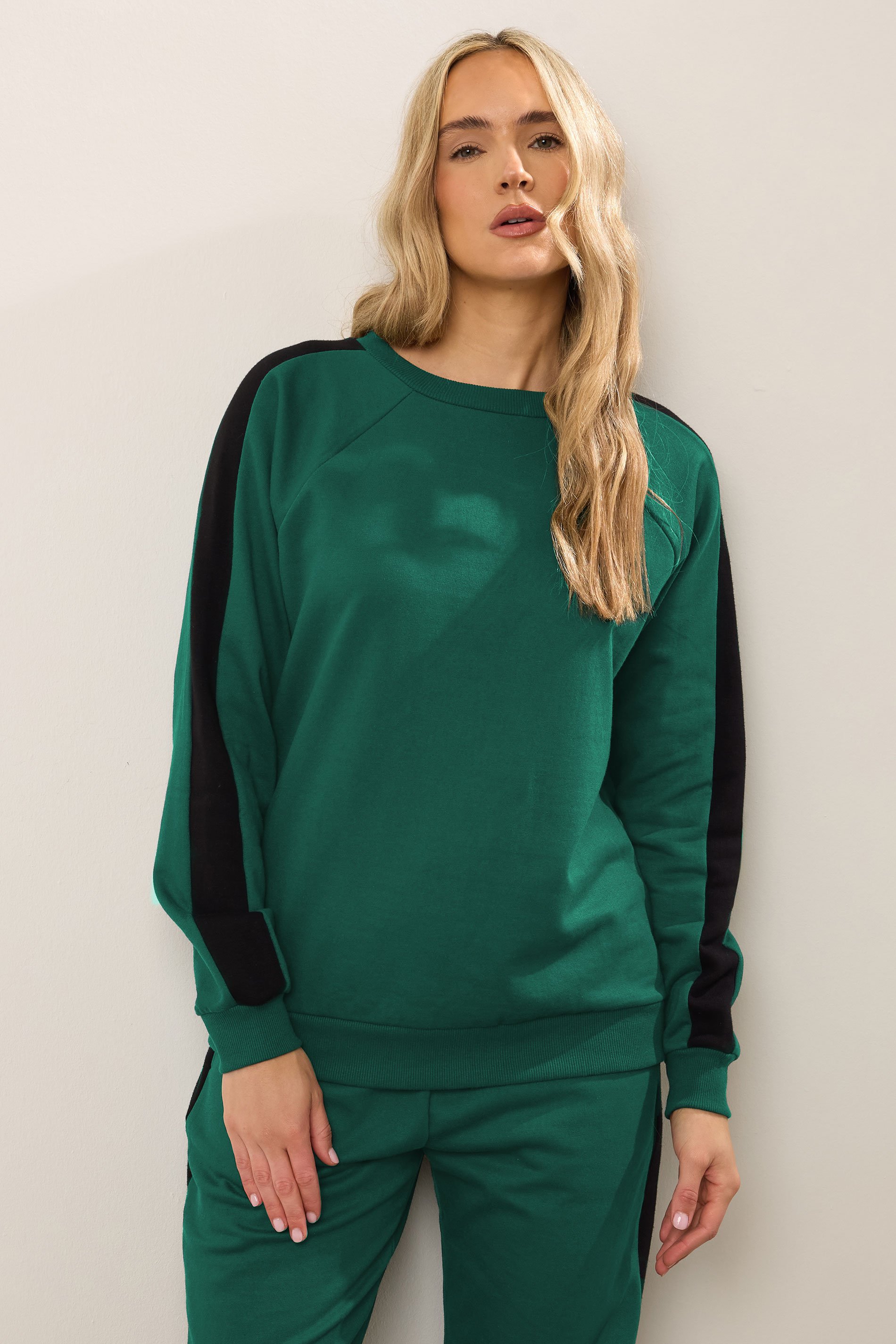 LTS Tall Green Colour Block Sweatshirt | Long Tall Sally 2