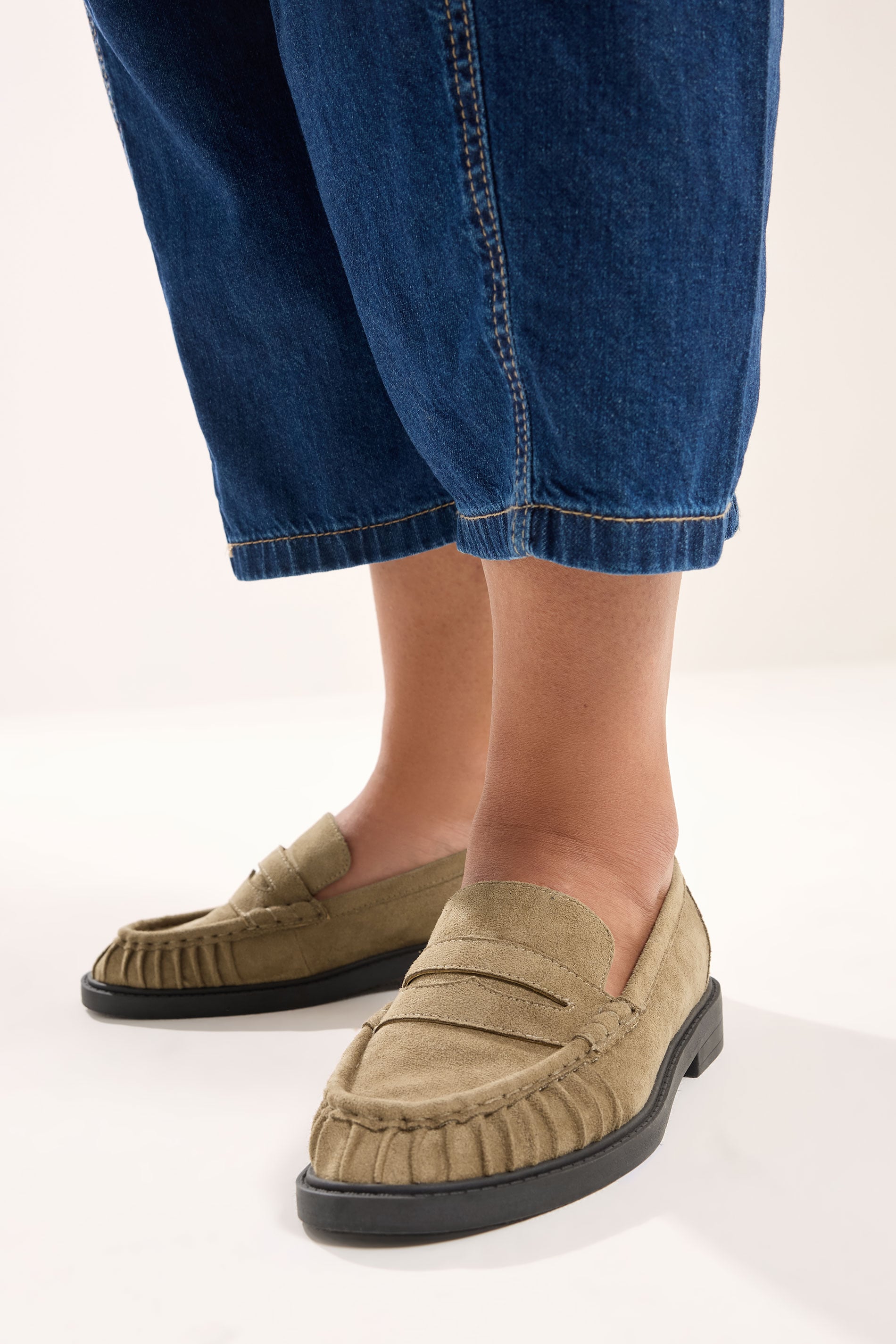 Natural Brown Ruched Loafer In Extra Wide EEE Fit | Yours Clothing 1