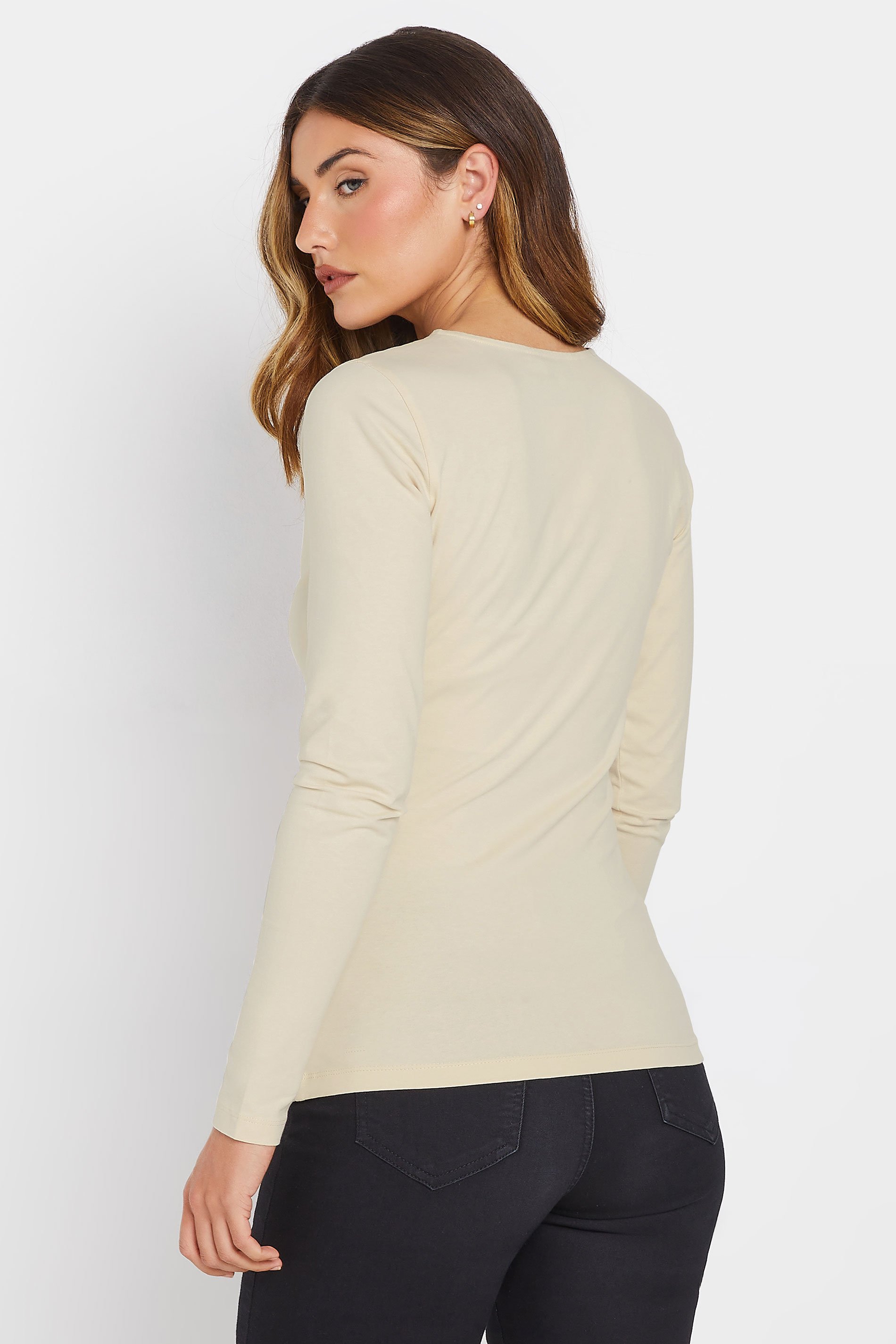 LTS Tall Cream Long Sleeve Wrap Top | Long Tall Sally