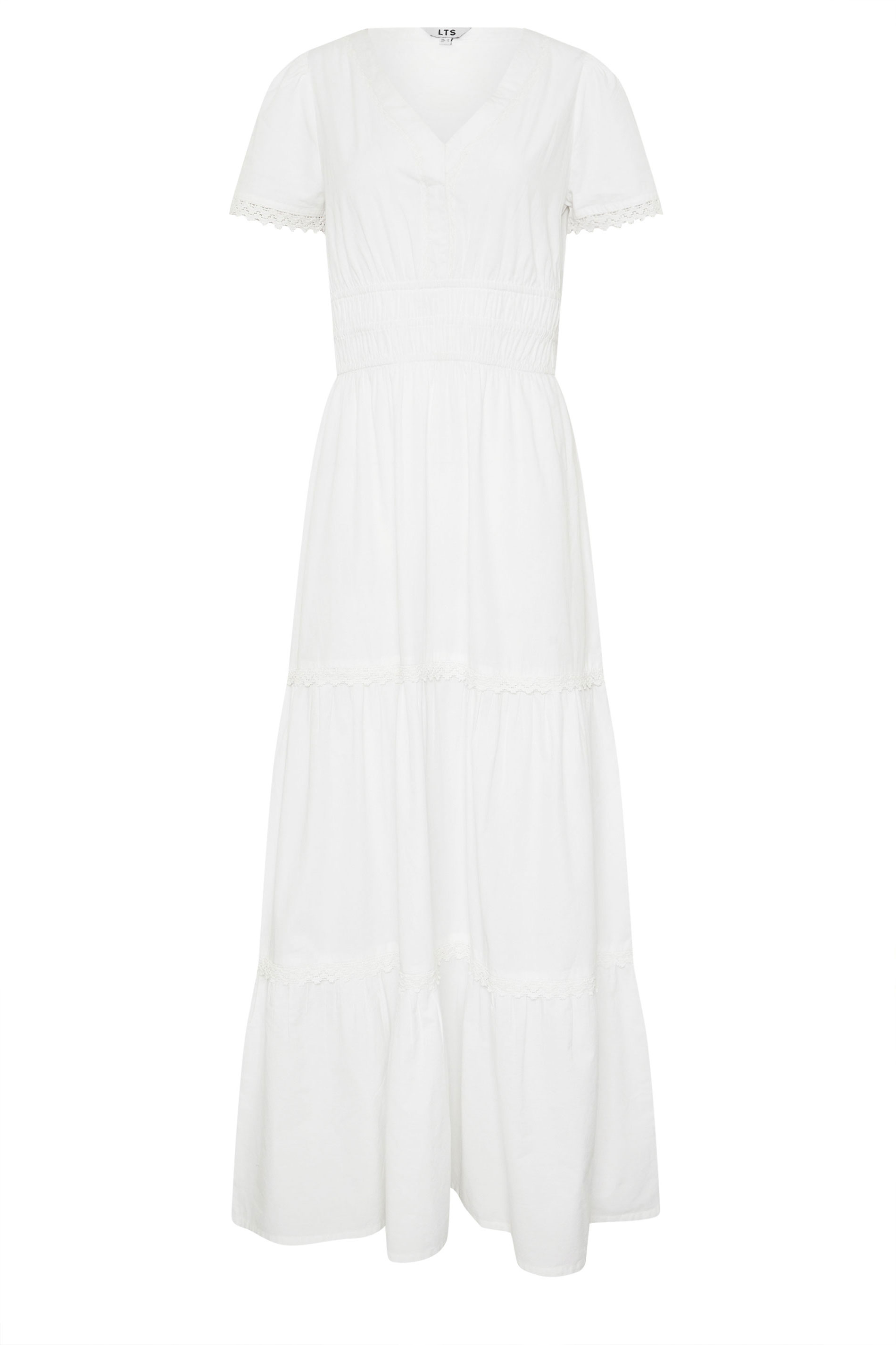 LTS Tall White Lace Insert Tiered Maxi Dress | Long Tall Sally 6