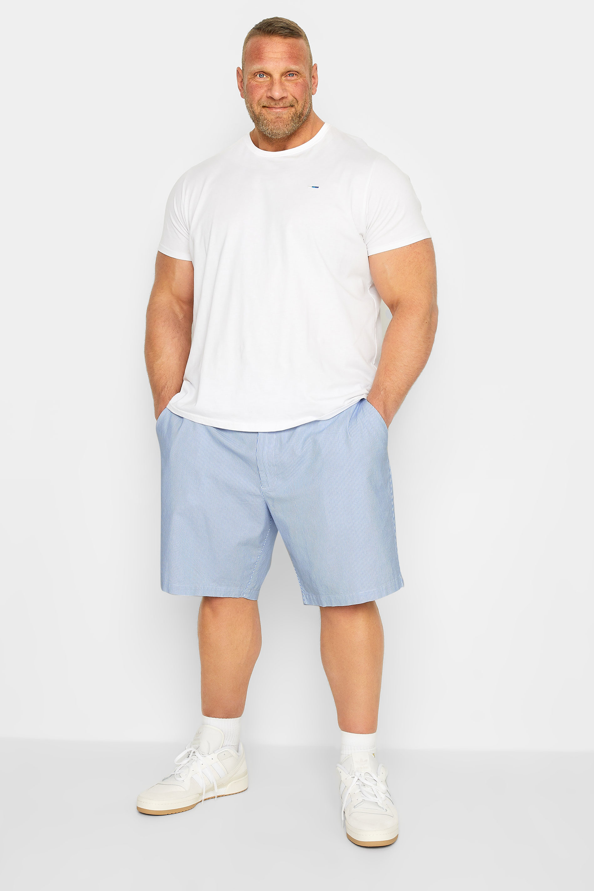 BadRhino Big & Tall Mens Light Blue Stripe Chino Shorts | BadRhino  2
