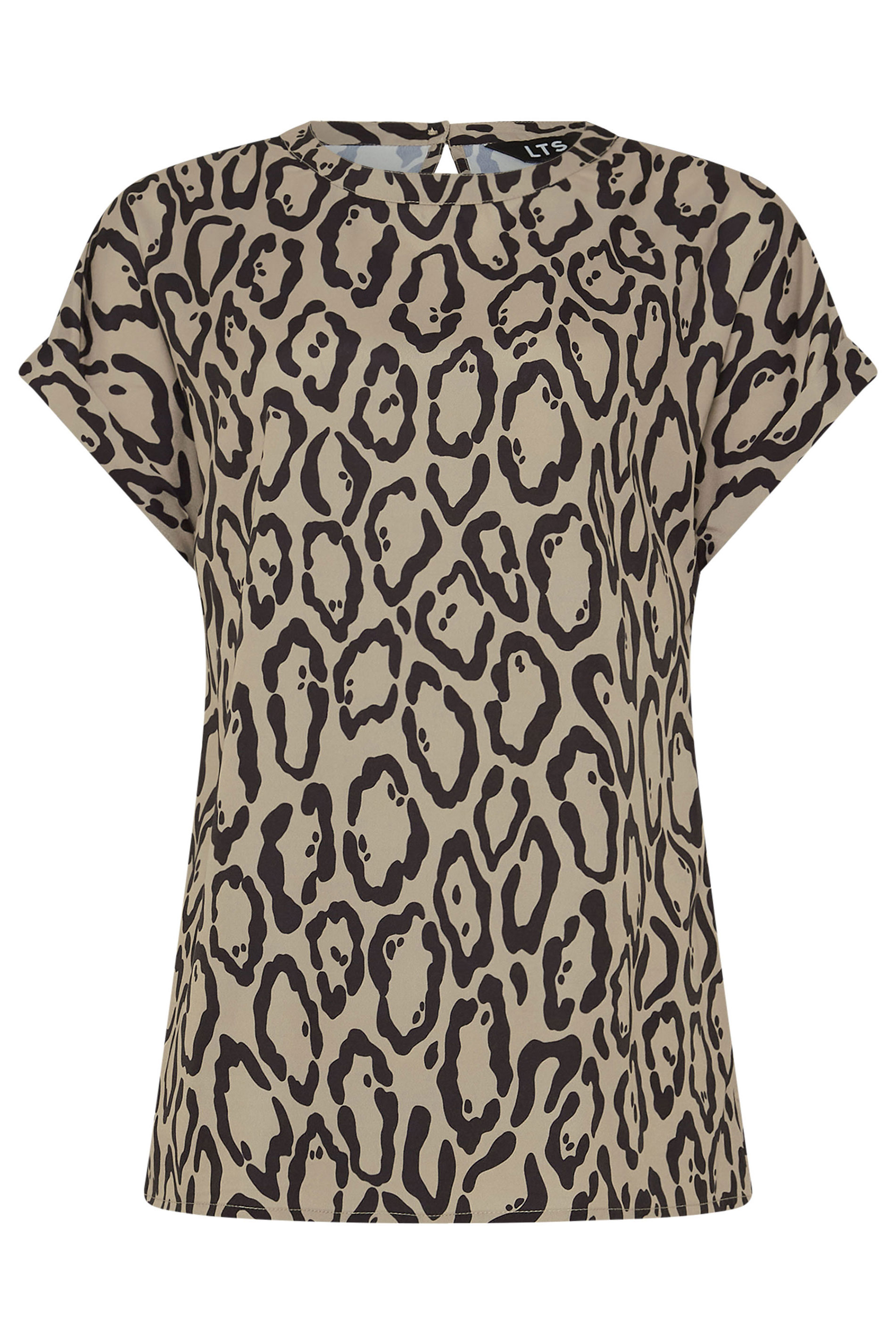 LTS Tall Women's Natural Brown Leopard Print Blouse | Long