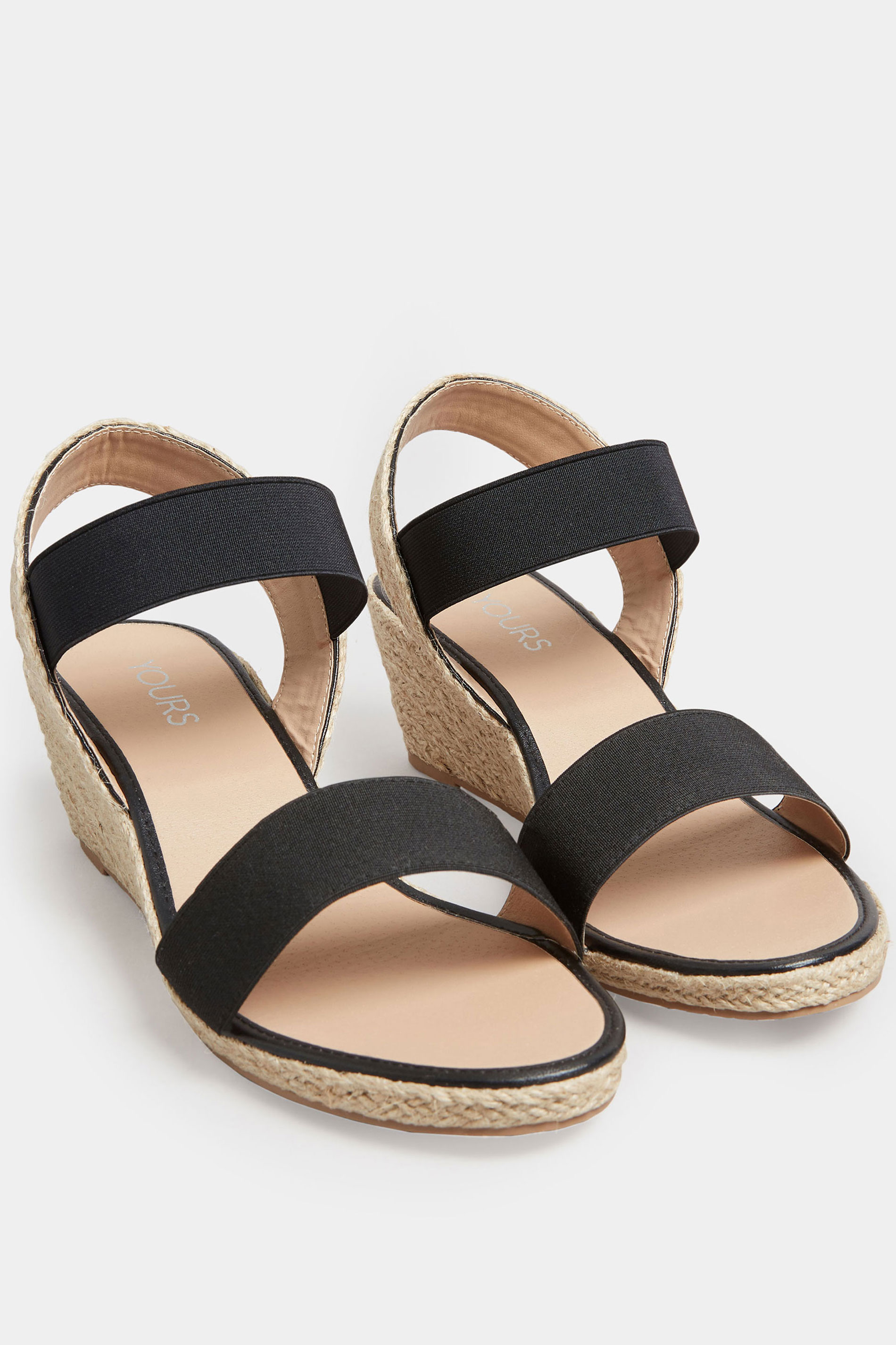Black Espadrille Wedge Sandals In Wide E Fit & Extra Wide EEE Fit | Yours Clothing 2