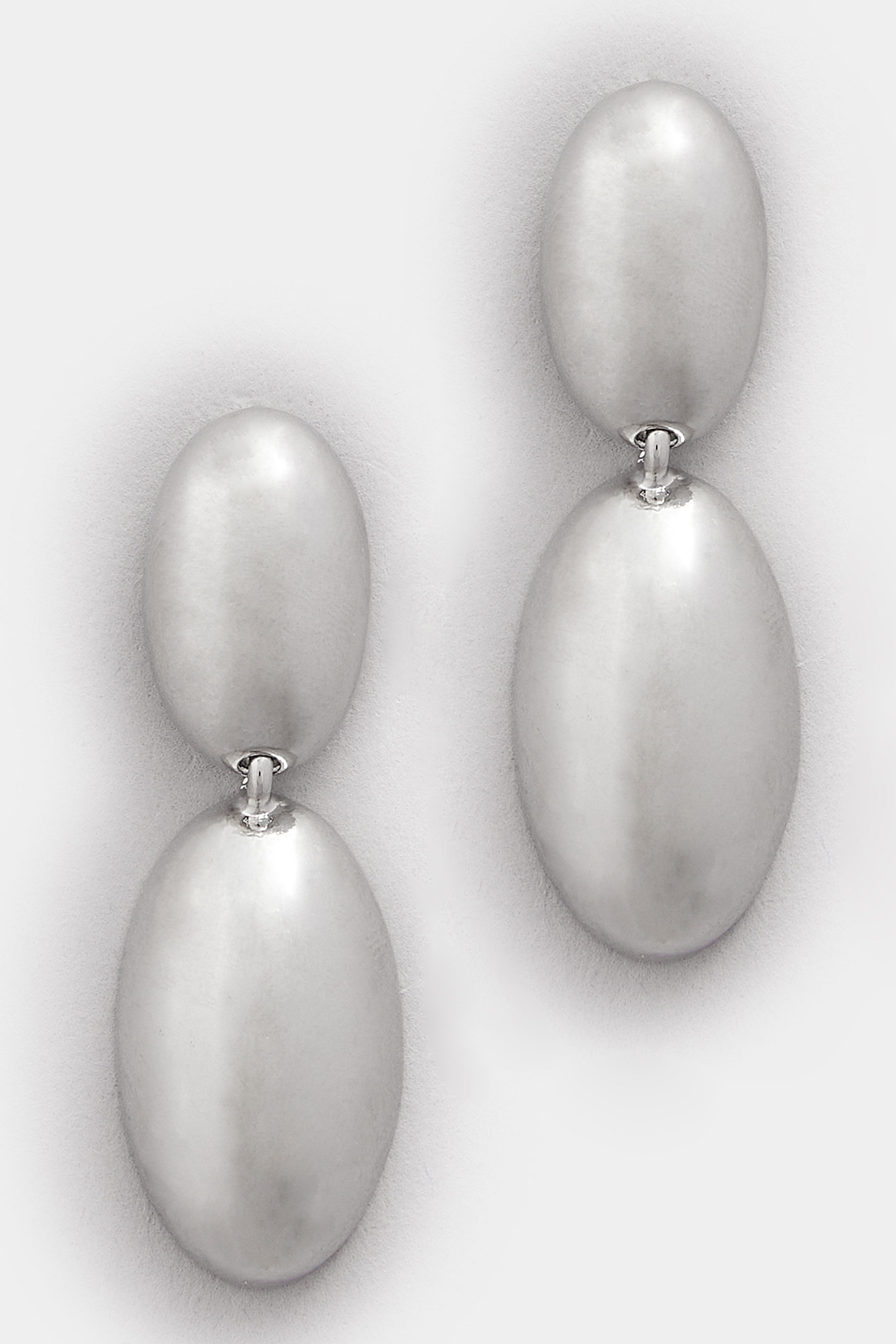 Silver Tone Polished Drop Earrings | Yours Clothing 2