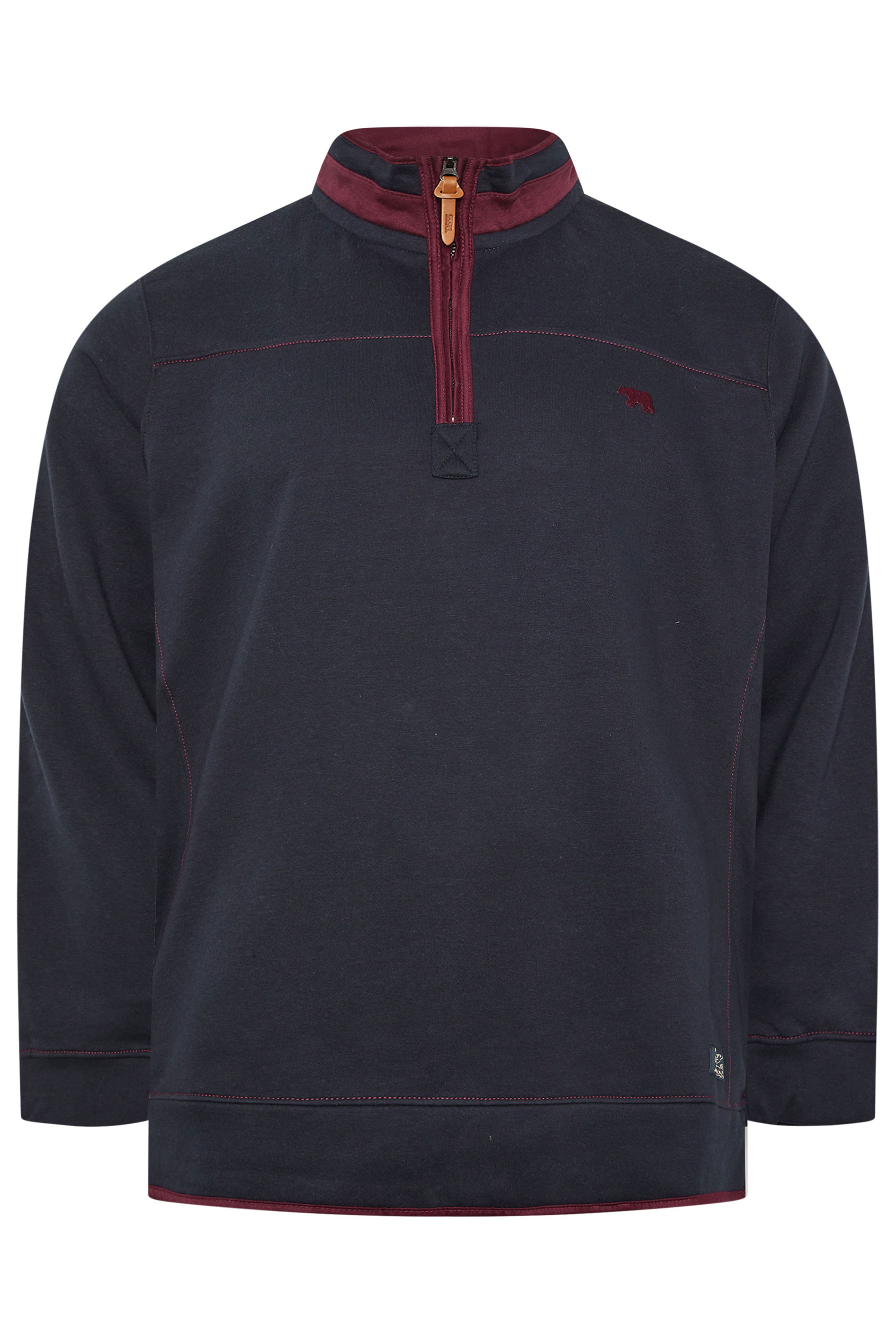 D555 Big & Tall Navy Blue Embroidered Quarter Zip Sweatshirt | BadRhino 4