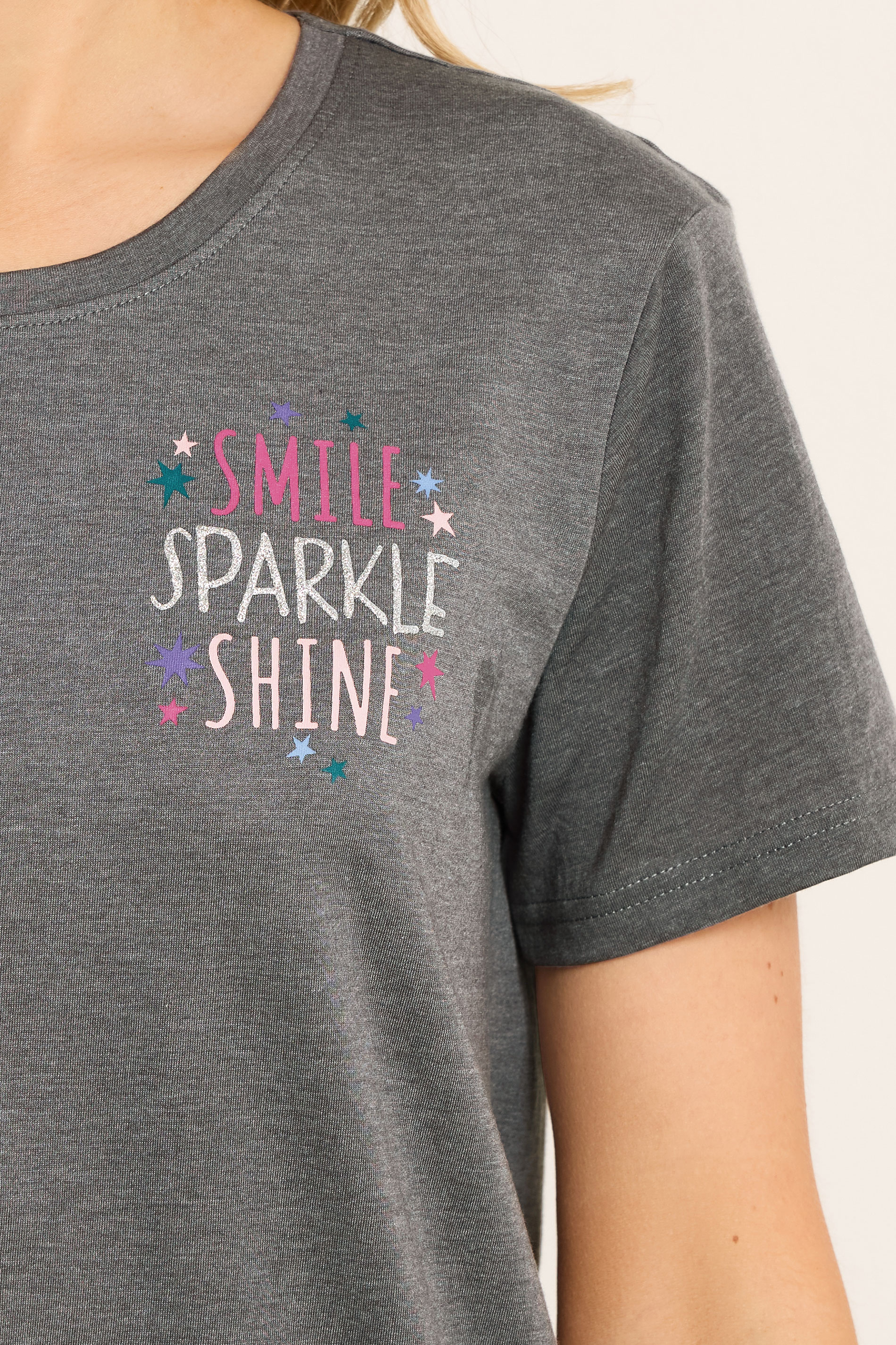 LTS Tall Grey Star Graphic Cuffed Pyjama Set | Long Tall Sally 4