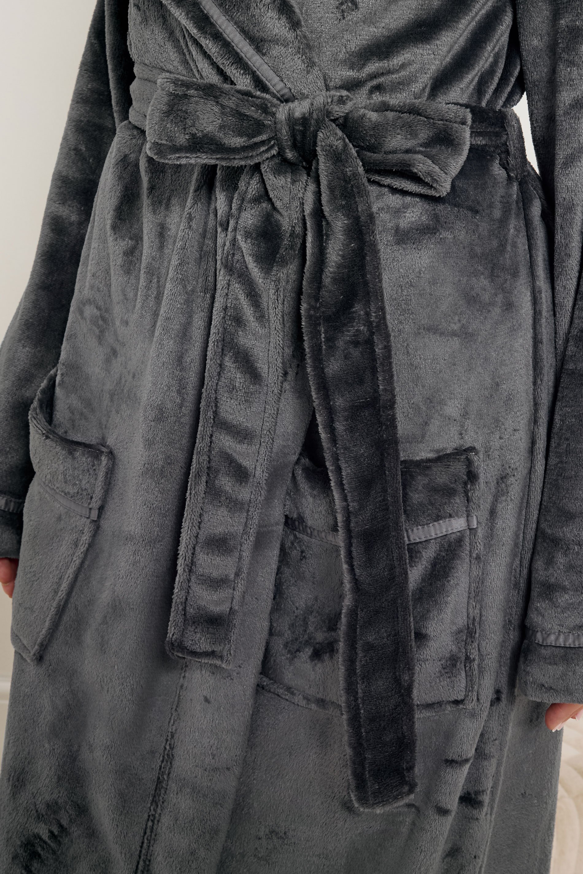 LTS Tall Charcoal Grey Shawl Collar Maxi Dressing Gown | Long Tall Sally 4