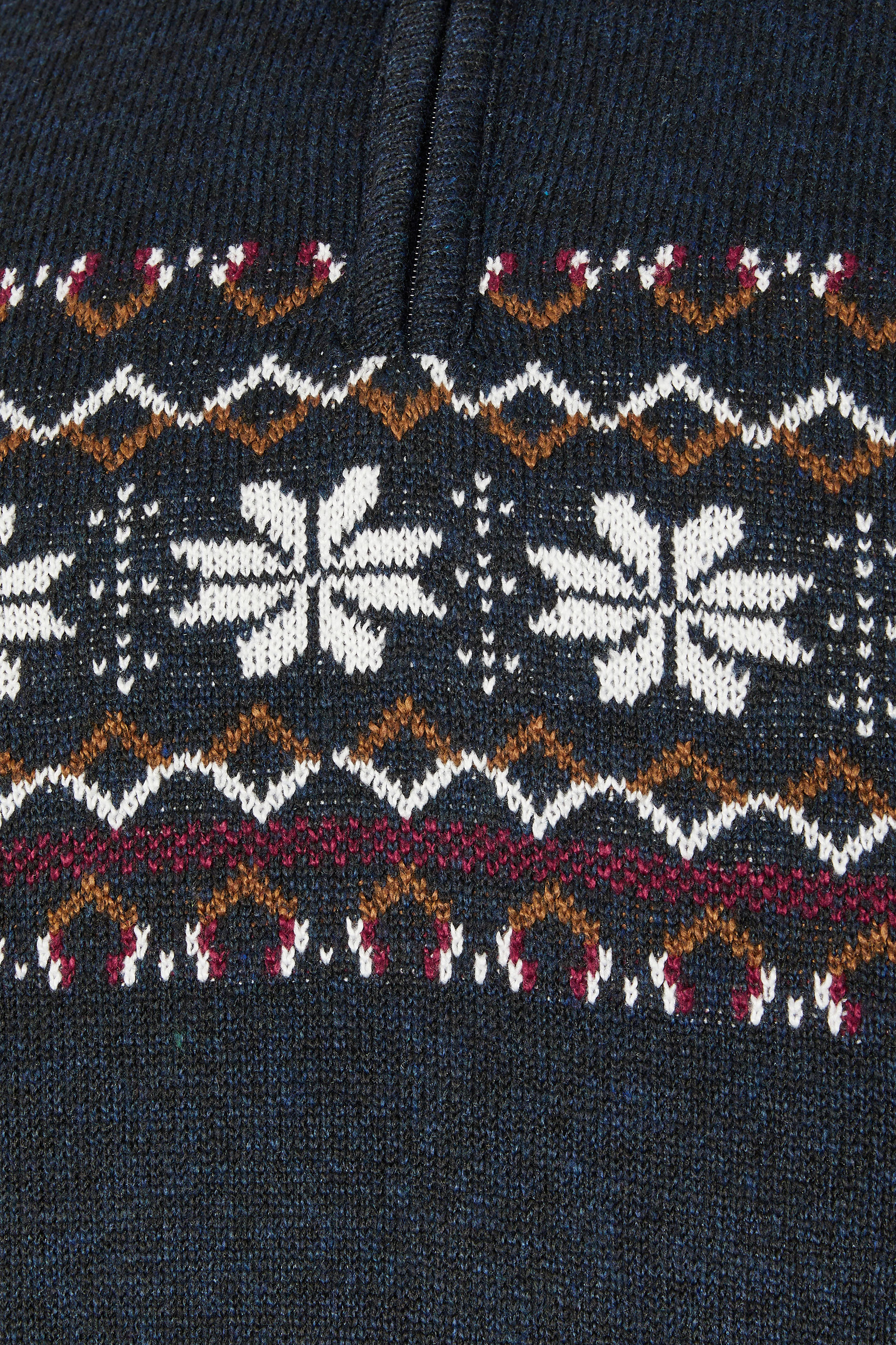 D555 Big & Tall Navy Blue Fairisle Quarter Zip Knitted Jumper | BadRhino 5
