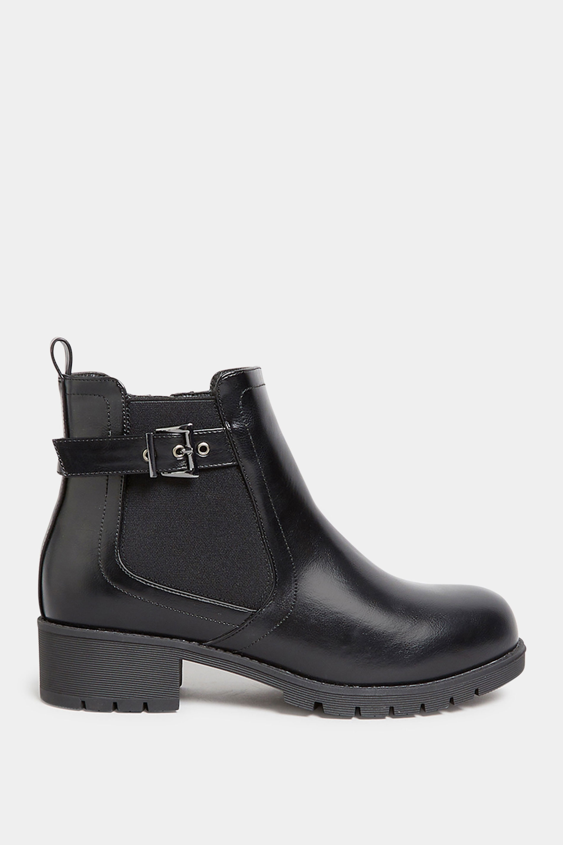 Black Buckle Ankle Boots In Wide E Fit & Extra Wide EEE Fit | Yours Clothing 3
