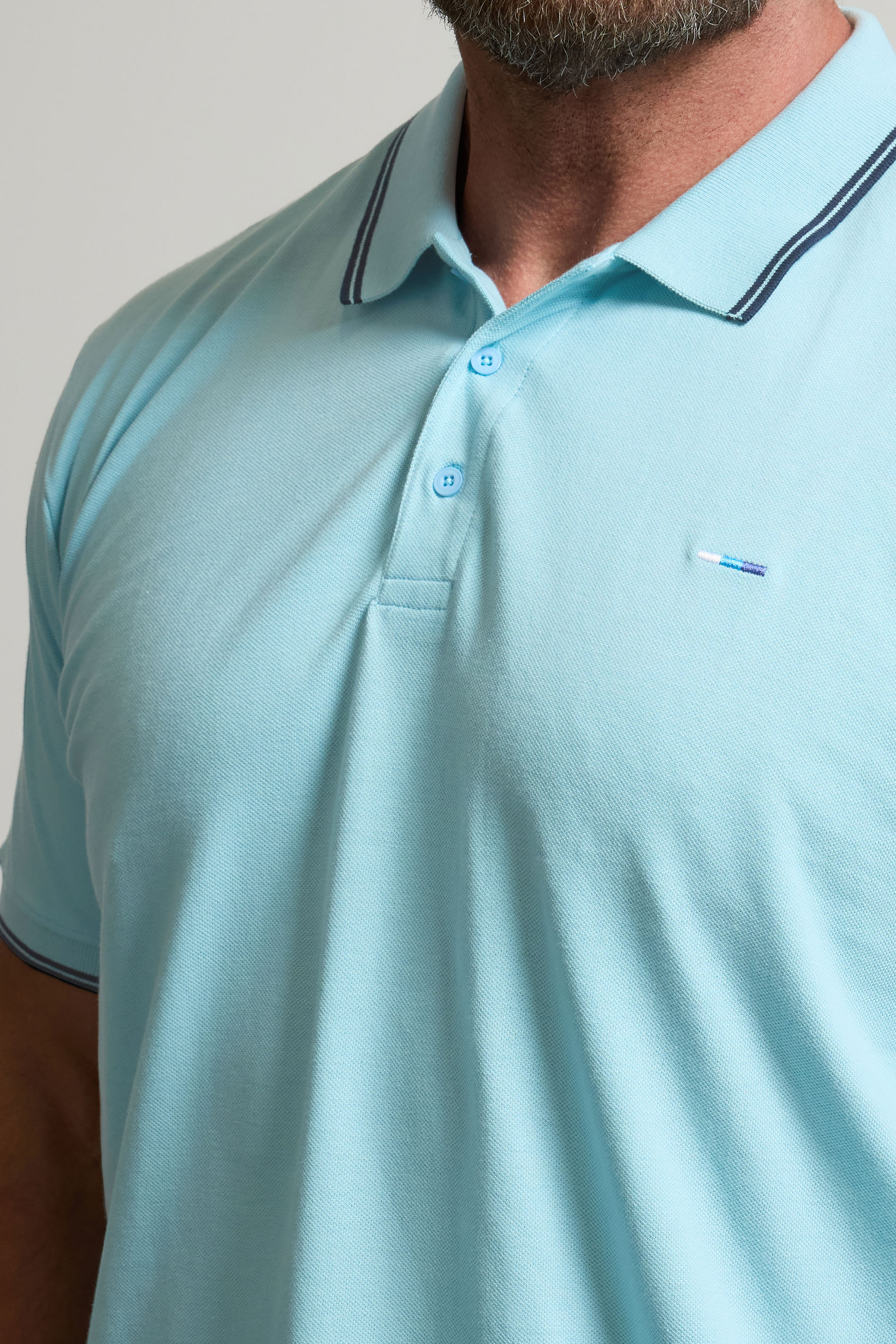 BadRhino Big & Tall 3 Pack Blue & Orange Tipped Polo Shirts | BadRhino 5