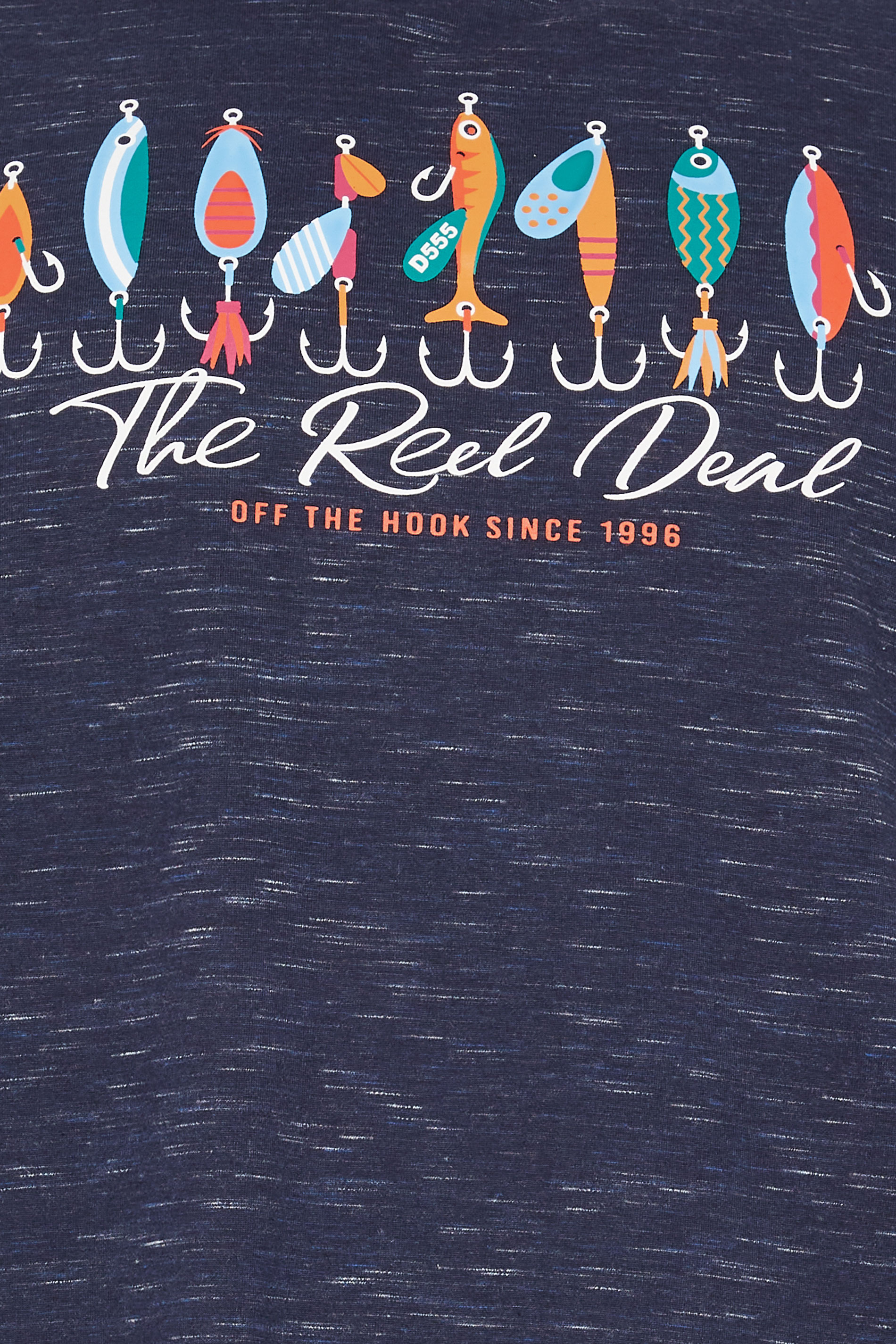 D555 Big & Tall Navy Blue Fish Tackle Printed T-Shirt | BadRhino 2