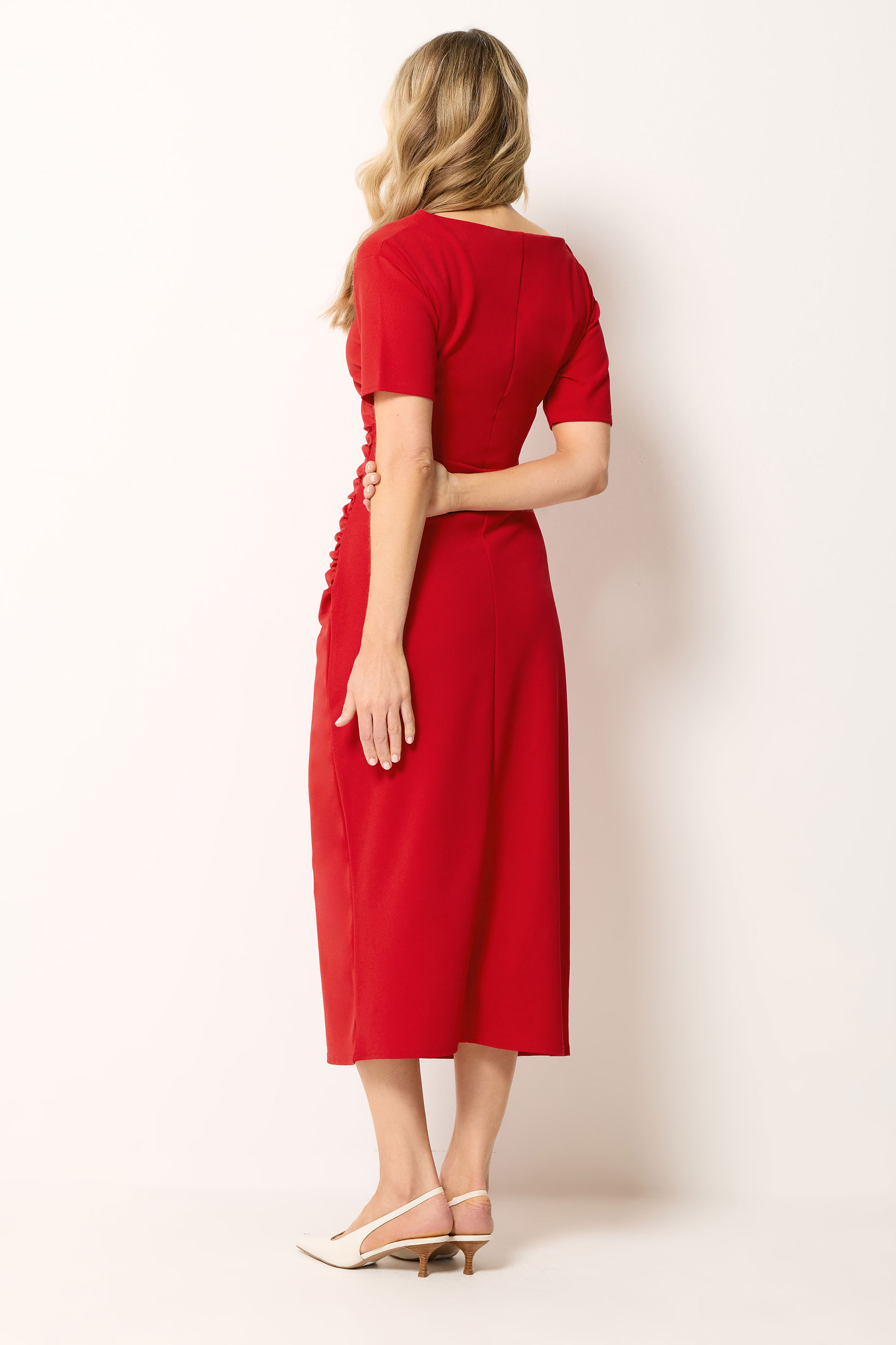LTS Tall Women's Red Ruched Detail Midi Dress | Long Tall Sally 2