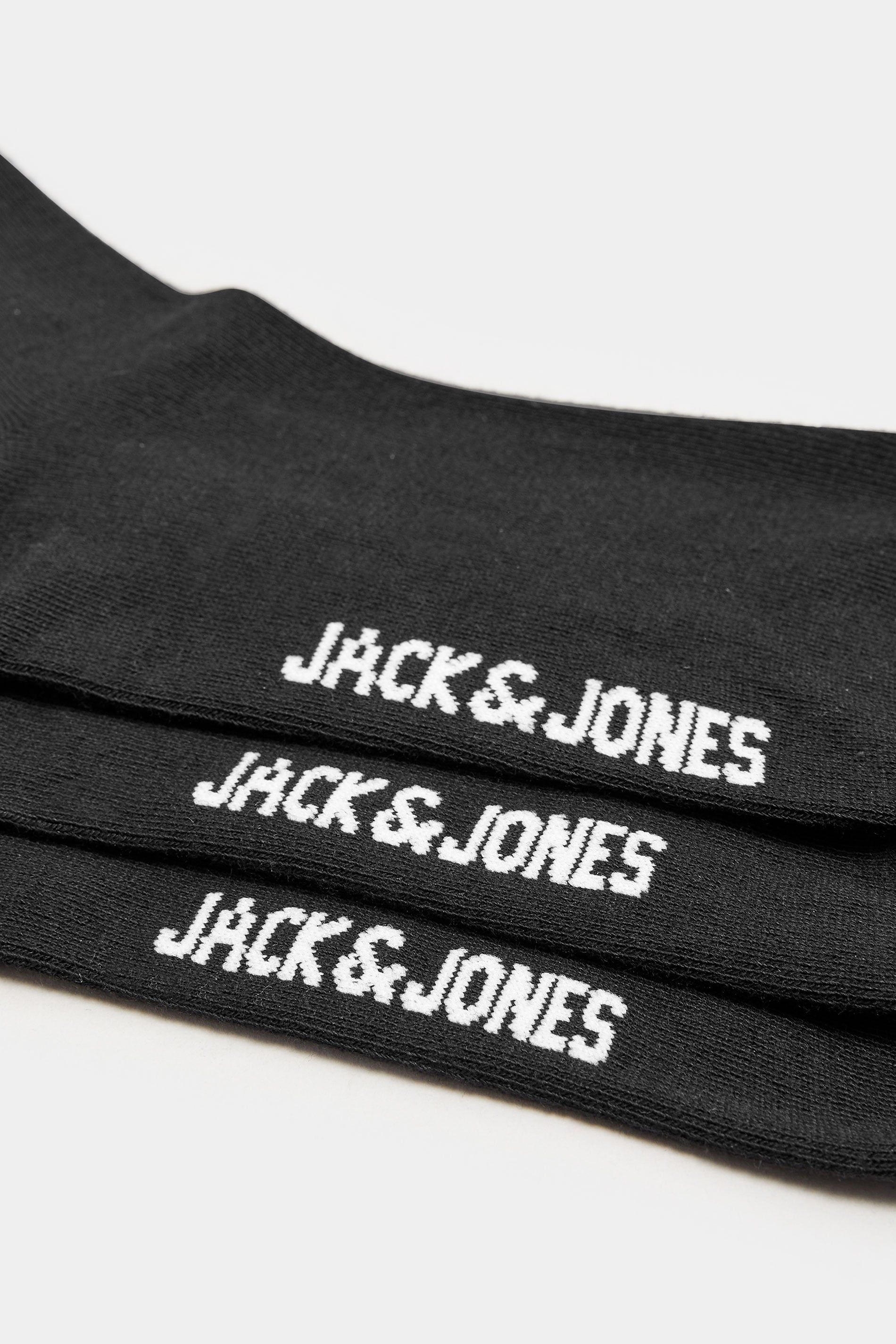 JACK & JONES 3 Pack Black Branded Socks | BadRhino 4