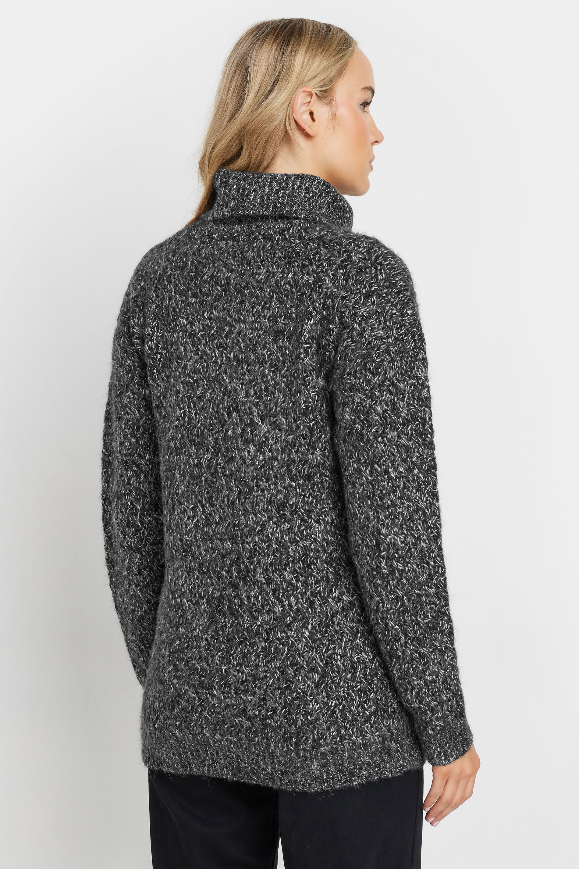 LTS PREMIUM Tall Black Chunky Roll Neck Jumper | Long Tall Sally 4