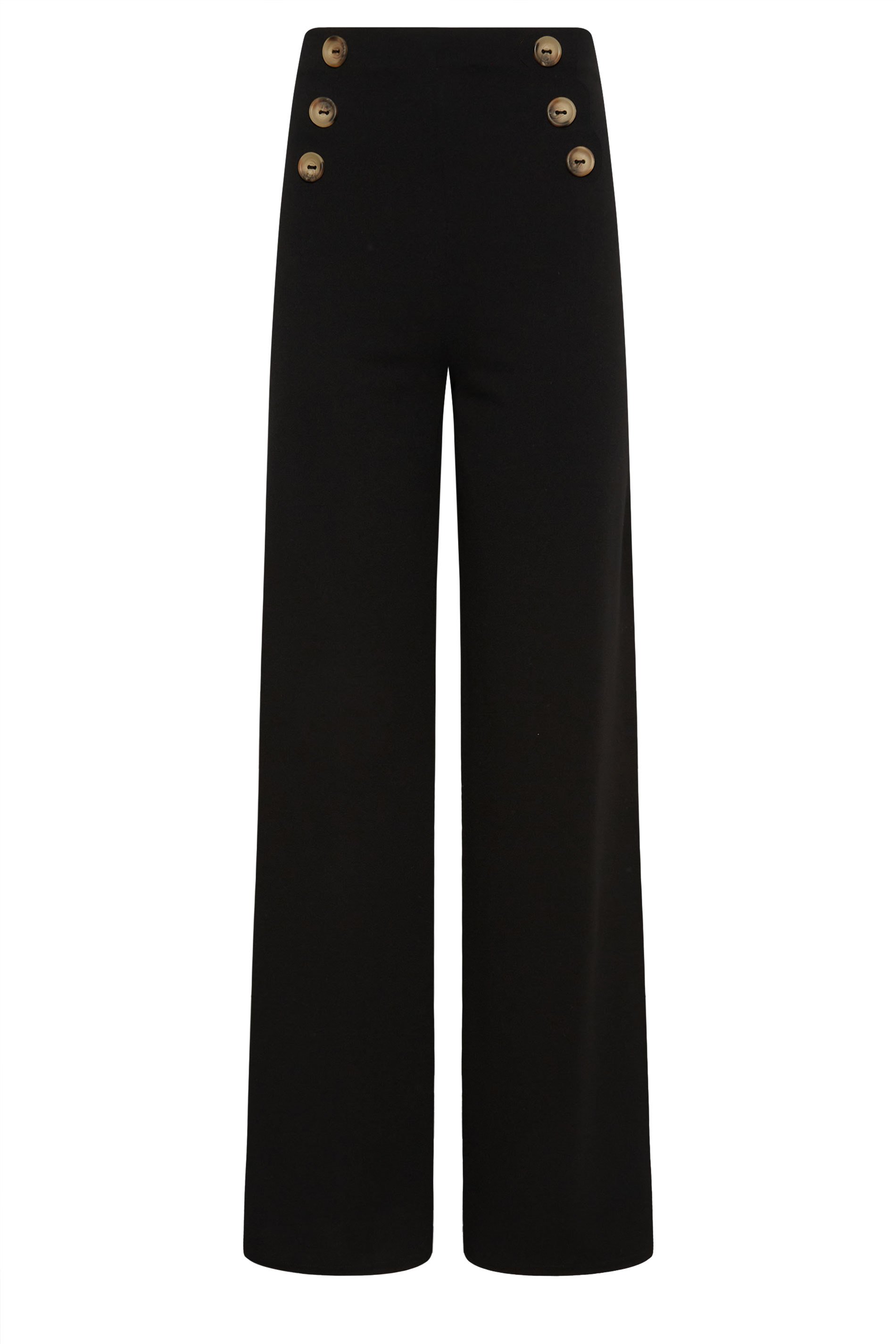 Y.A.S stretch high waisted trousers with button detail in black | ASOS
