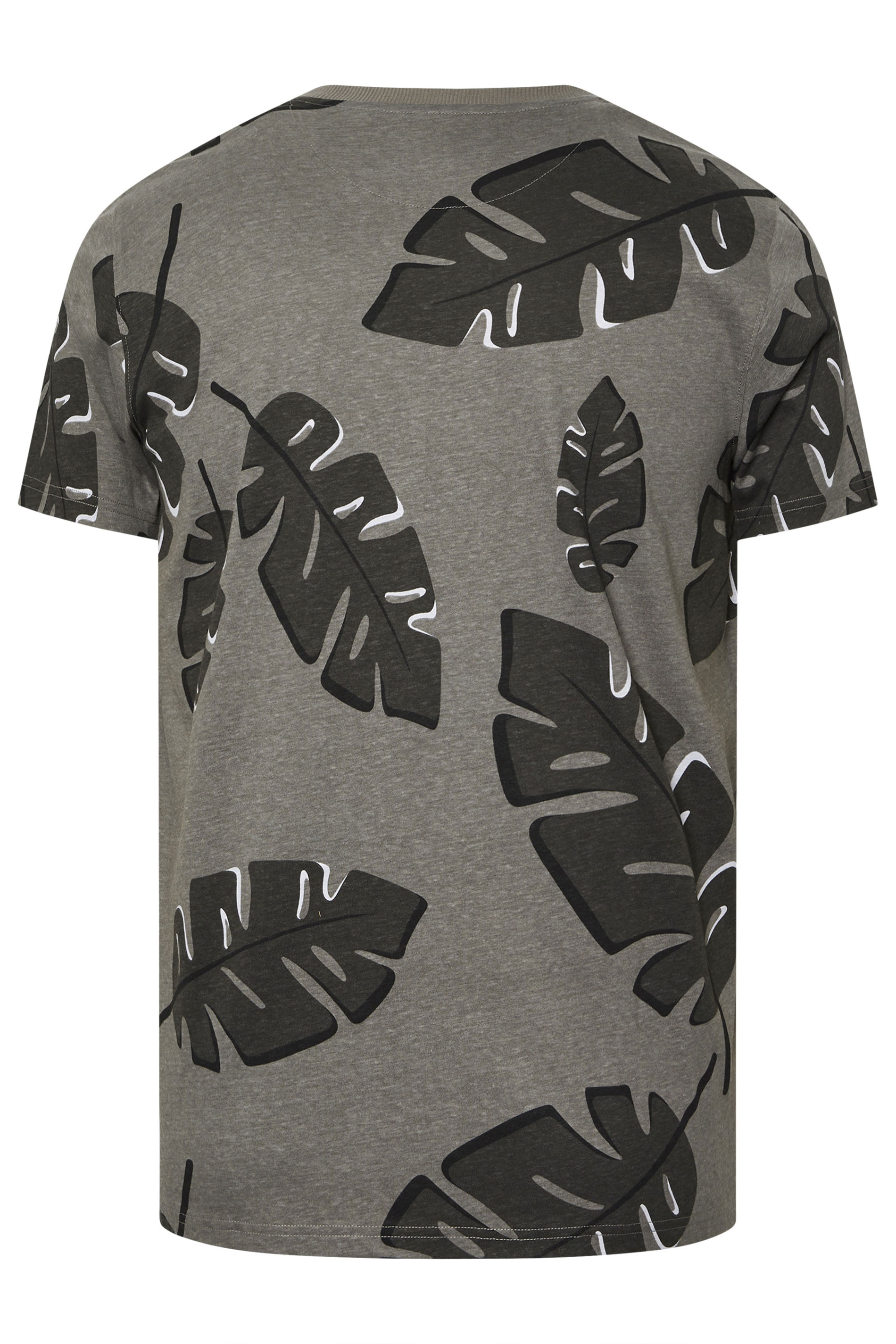 BadRhino Big & Tall Grey Palm Print Short Sleeve T-Shirt | BadRhino 8