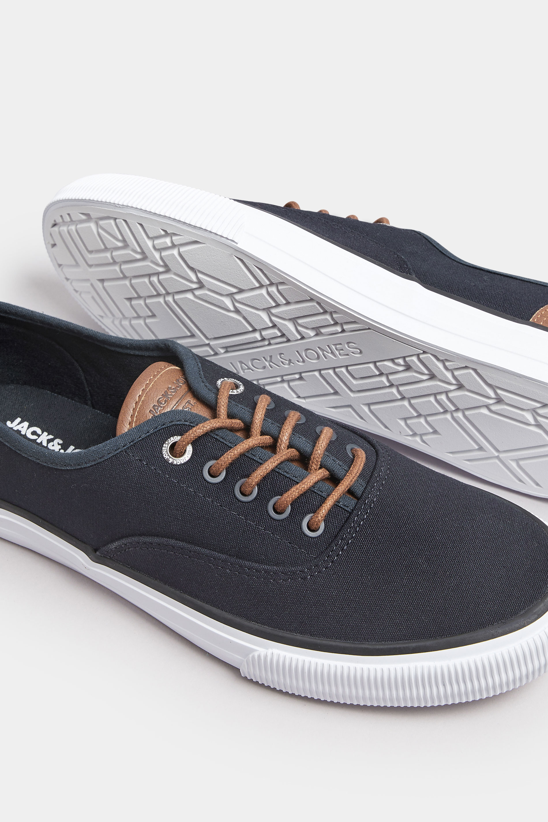 JACK & JONES Navy Blue Curtis Canvas Trainers | BadRhino 4