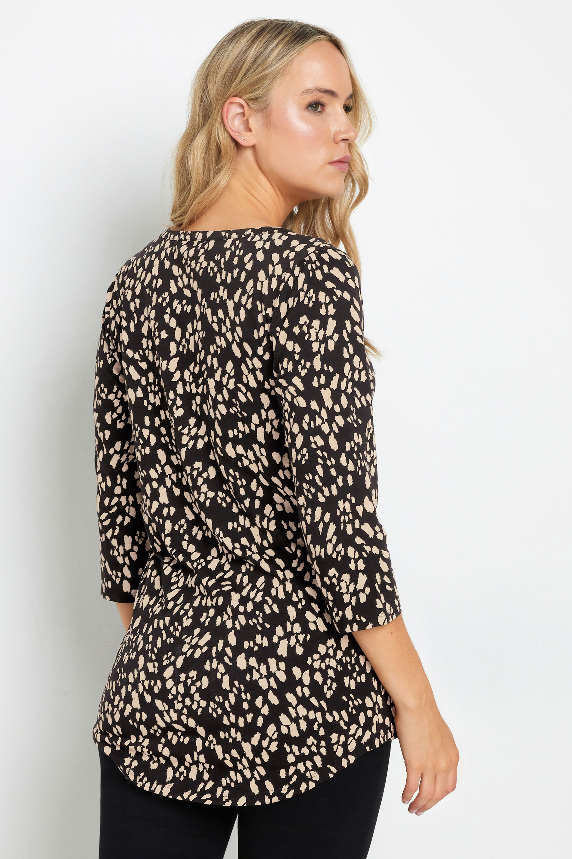 LTS Tall 2 PACK Beige Brown & Dark Pink Henley Tops | Long Tall Sally 5