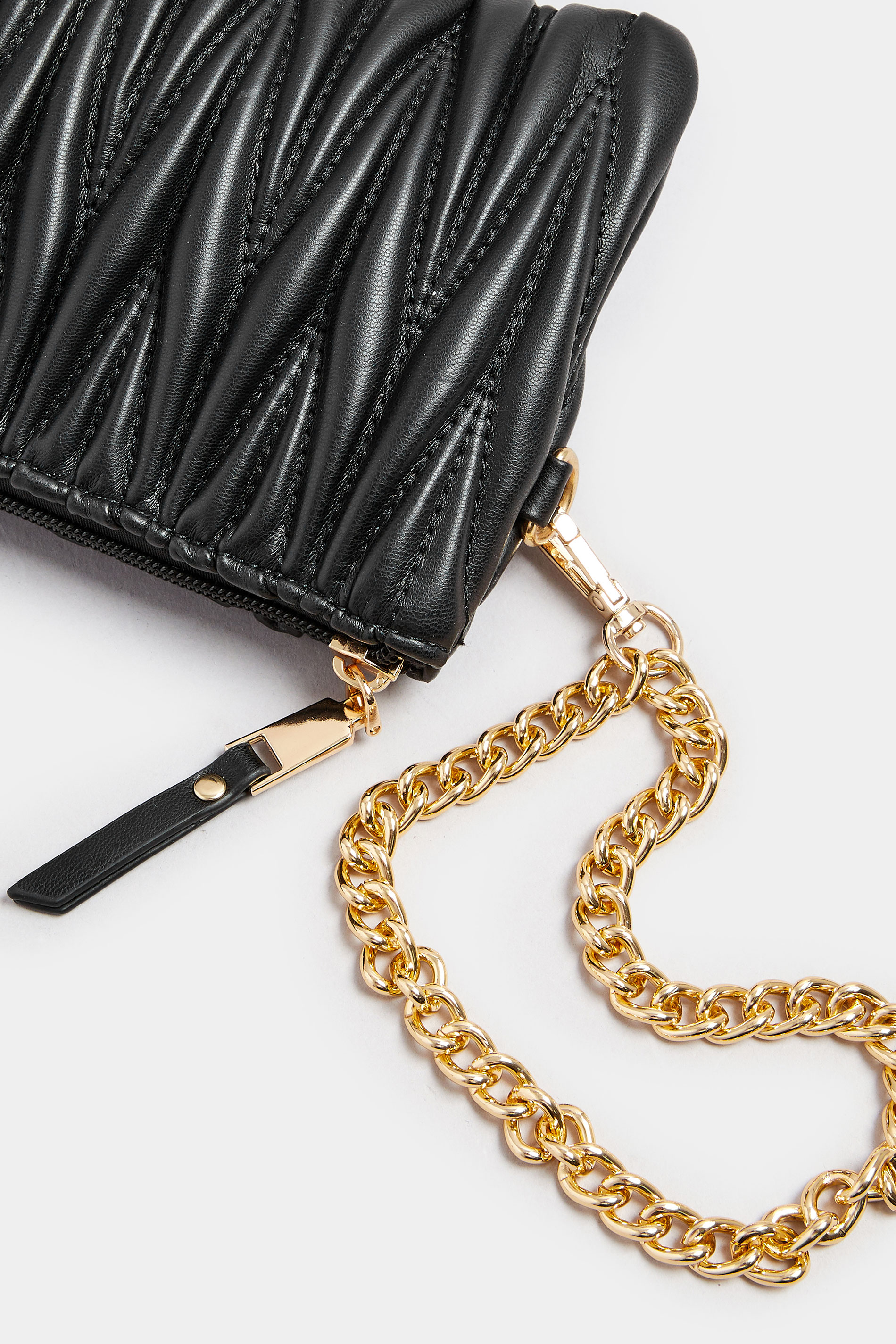Black Quilted Chain Handle Clutch Bag | Yours Clothing 4
