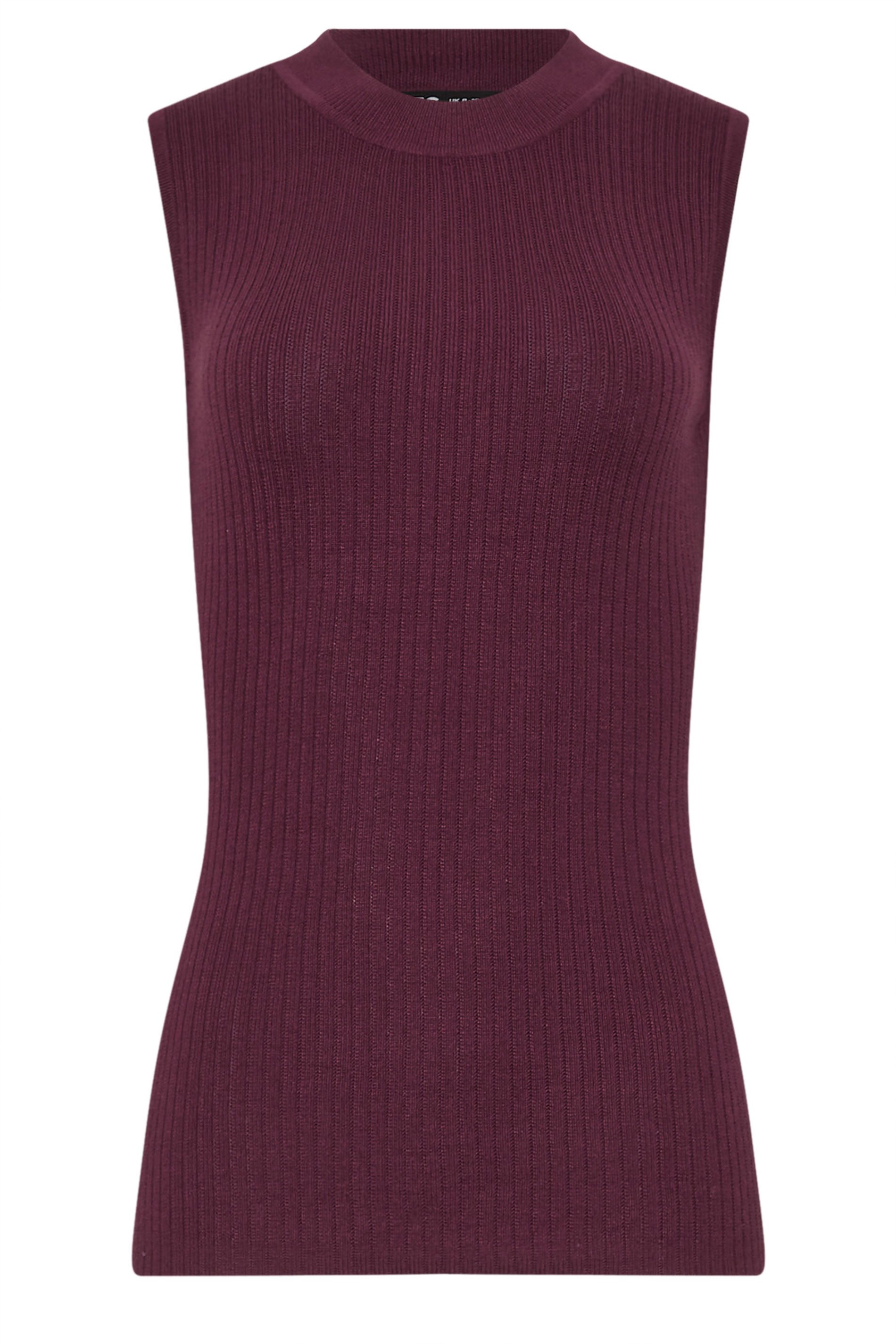 LTS Tall Burgundy Red Knitted Ribbed Vest Top | Long Tall Sally 5