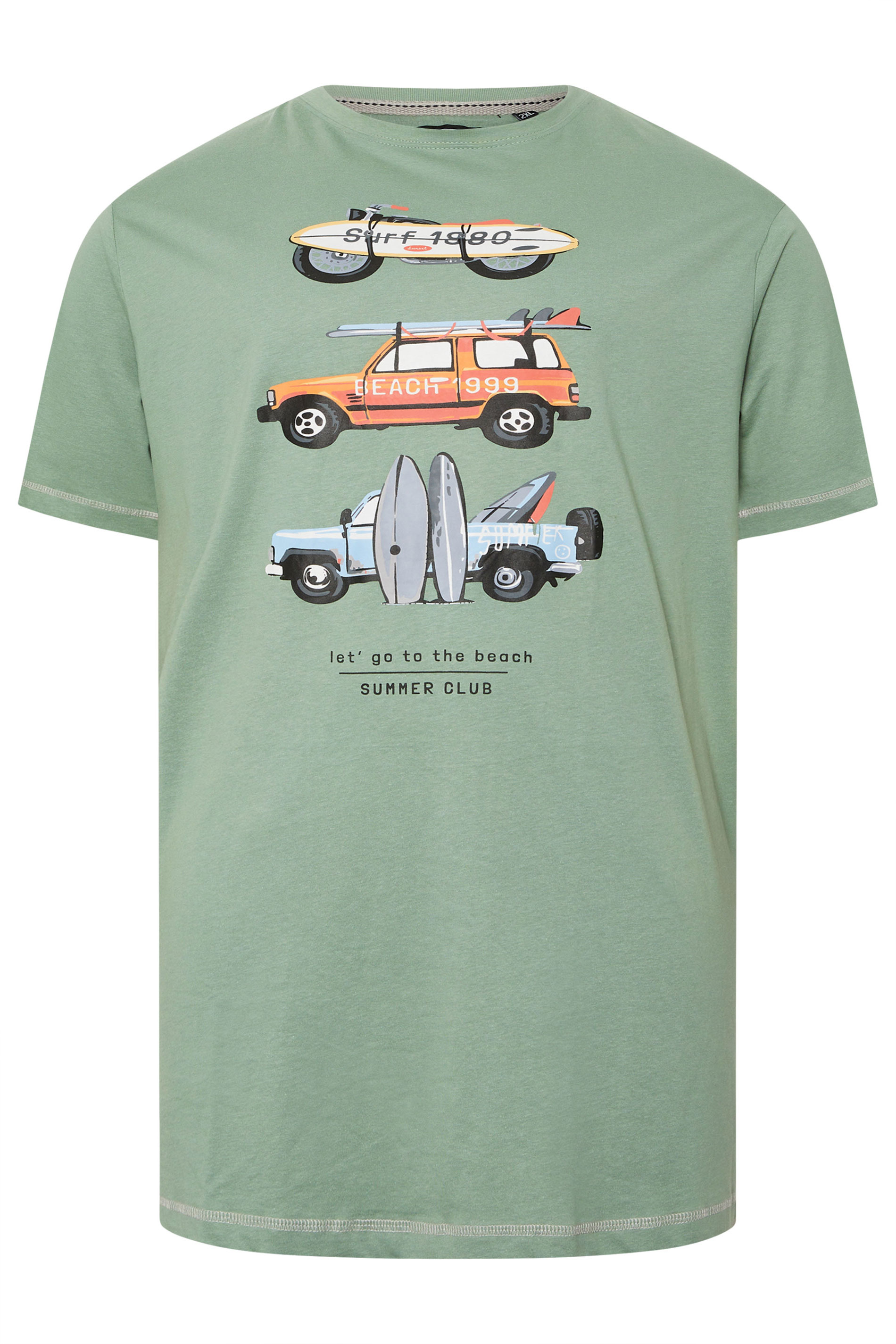 KAM Big & Tall Sage Green 'Summer Club' T-Shirt | BadRhino 3