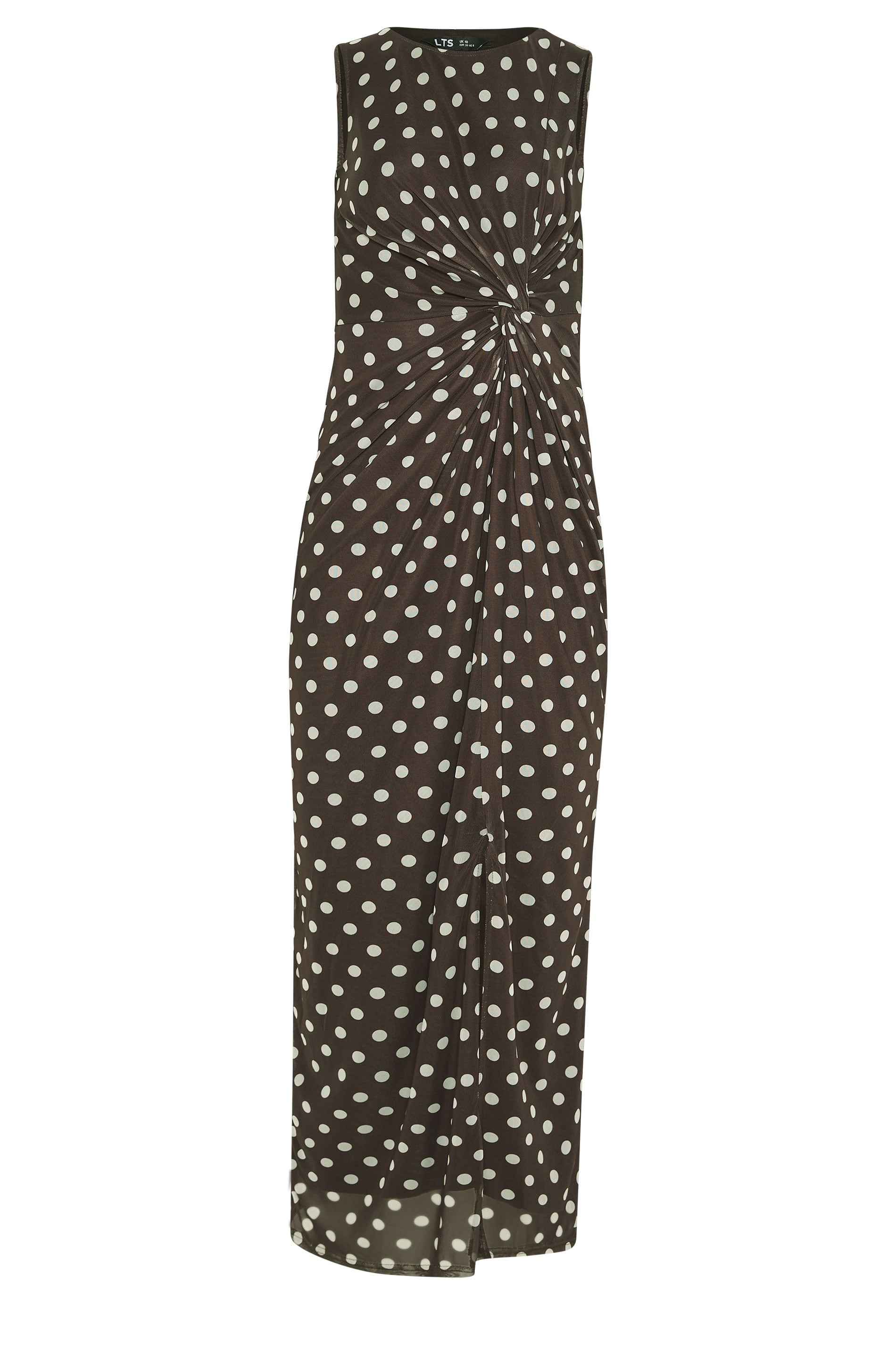 LTS Tall Women's Chocolate Brown Polka Dot Twist Maxi Dress | Long Tall Sally 5